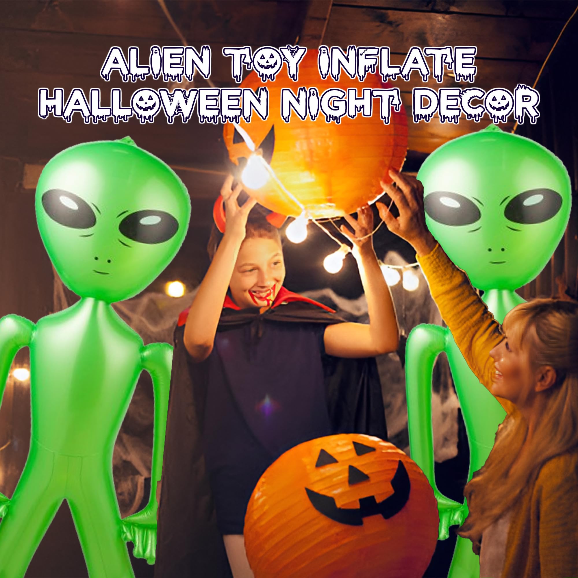60 Inch (5 Feet) Giant Alien Inflatable - Pack of 2 - Jumbo Green Alien, for Game Prize, Alien Halloween Decorations Theme Party Favors Photo Prep & Decorations