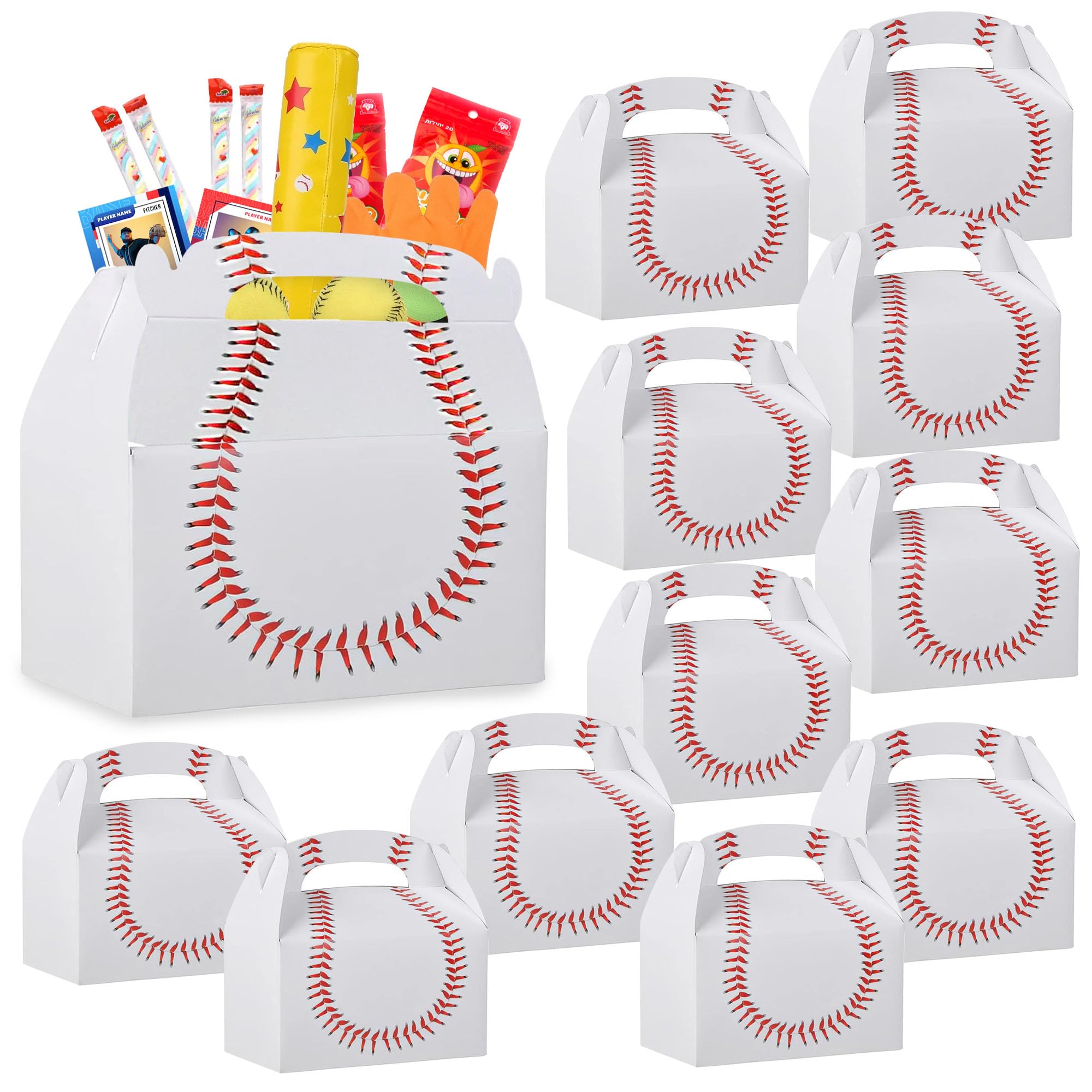 Baseball Treat Boxes for Party Favors and Snacks - (Pack of 12) Bulk Team Snack Treat Boxes for Baseball Goodie Bags Favors and Themed Birthday Party Gift Supplies for Kids