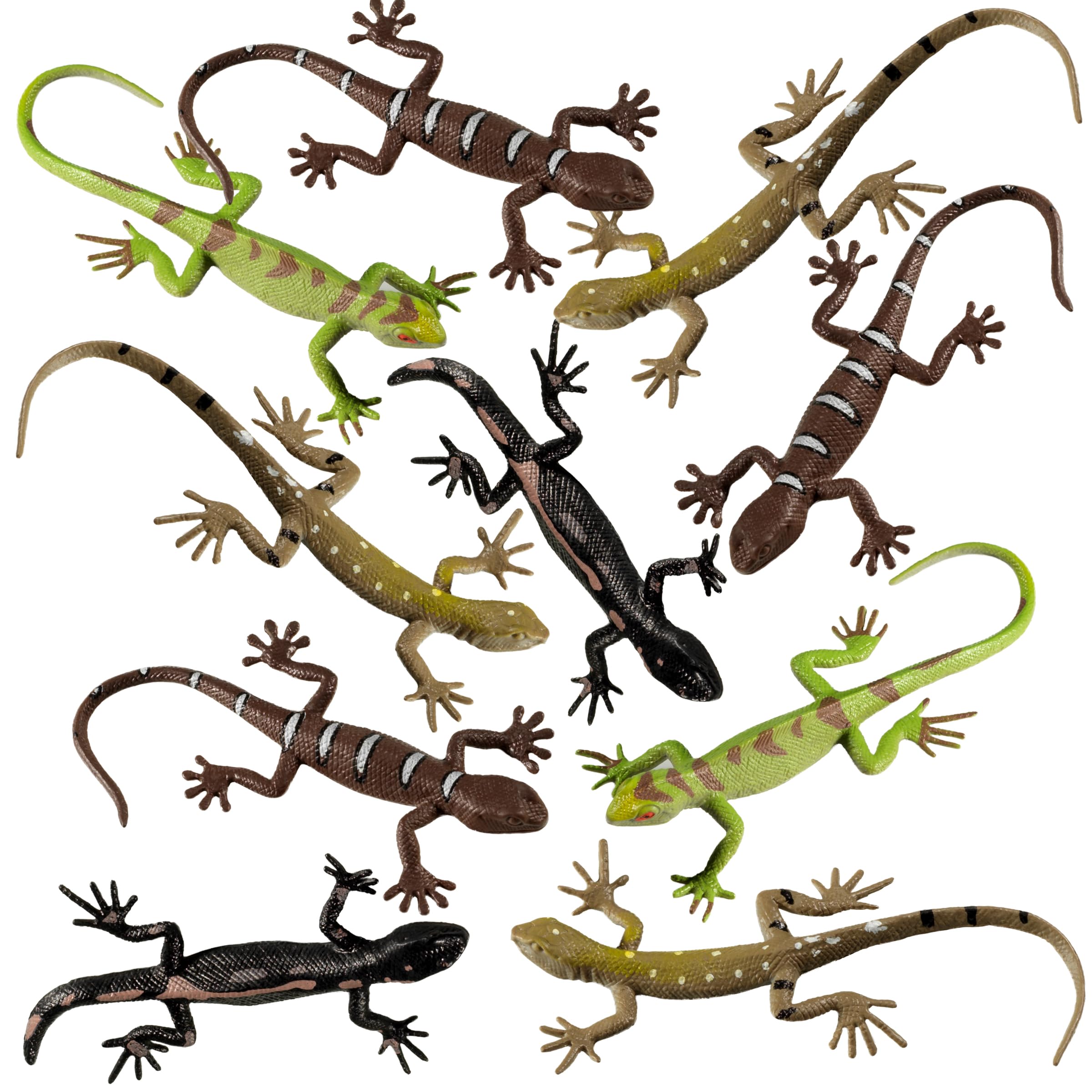 4-Inch Mini Lizard Toys for Kids - (Pack of 24) Realistic Lizards & Plastic Reptile Animal Toy Figure Set for Themed Birthday Decorations, Party Favors, Classrooms, Prizes, Pranks, Gifts, Halloween