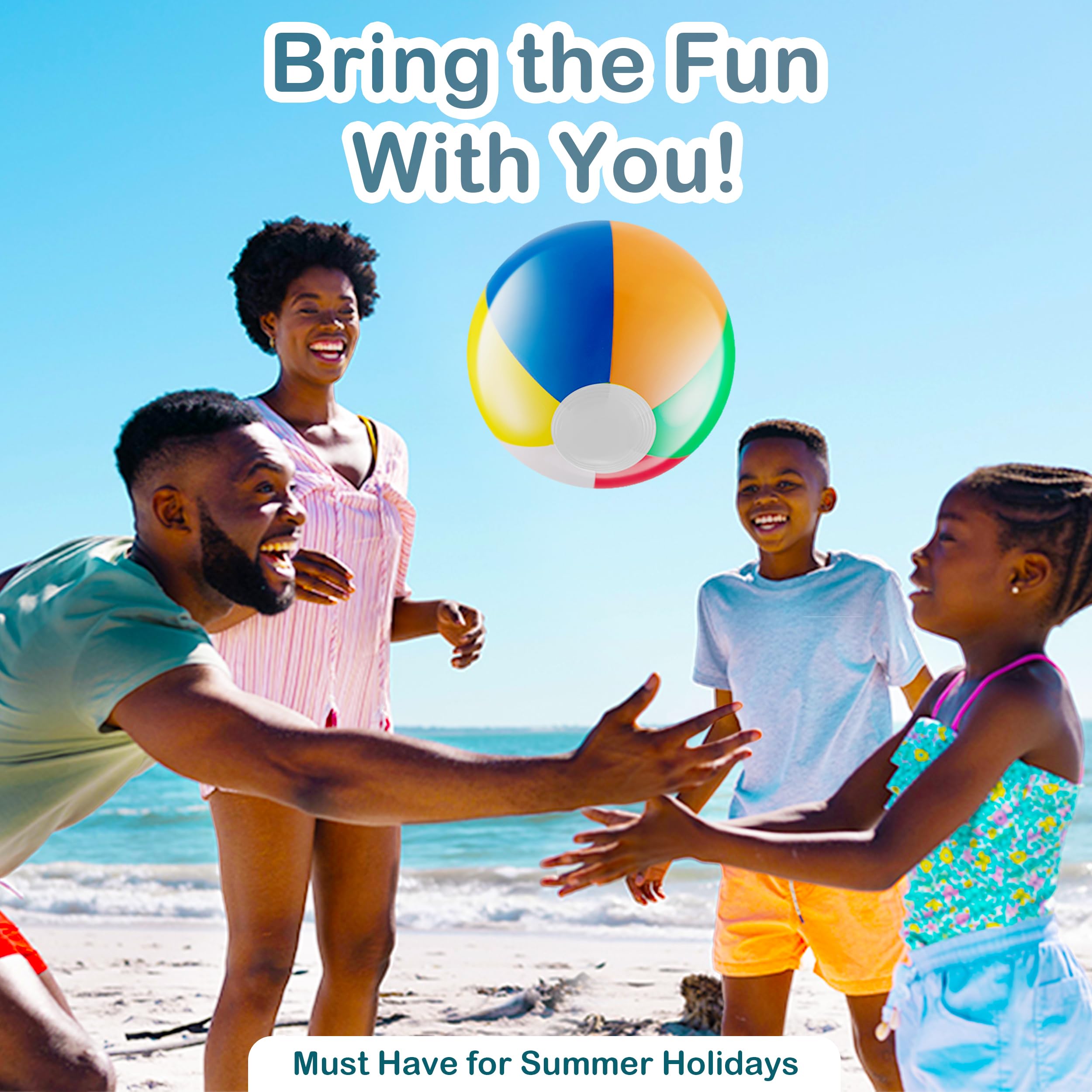 Bedwina 10 Pcs Rainbow Beach Balls Bulk Variety Pack - (5) 5-inch, (5) 12-inch Beach Balls - Inflatable Vinyl Pool Toys for Kids, Themed Party & Pool Party Decorations