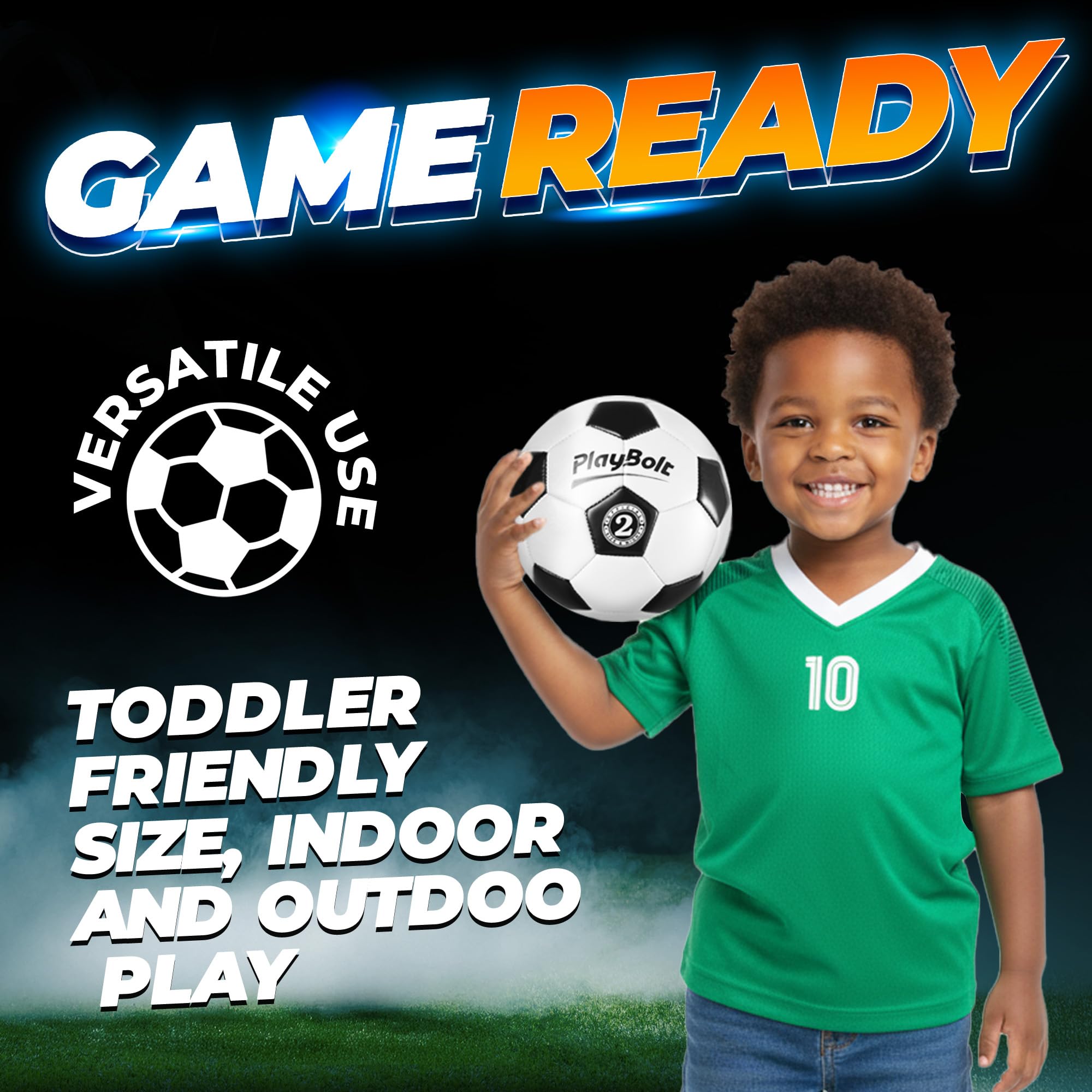 PlayBolt Soccer Ball Size 2 - Official Size Soccer Balls with Pump in Classic Black and White for Kids Youth & Adult Sports, Indoor & Outdoor (Pack of 1)