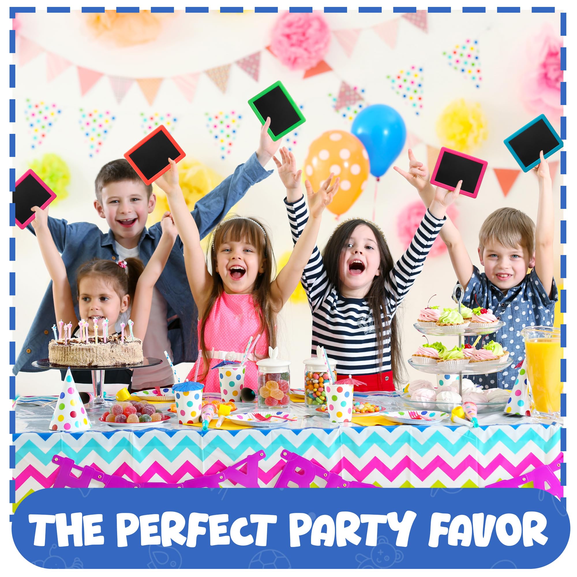 Mini Chalkboard for Kids - (Pack of 24) Goodie Bags Stuffers for Kids Mini Chalkboard Each with 2 Chalk Sticks, and 1 Eraser for Boys and Girls Birthday Party Favors