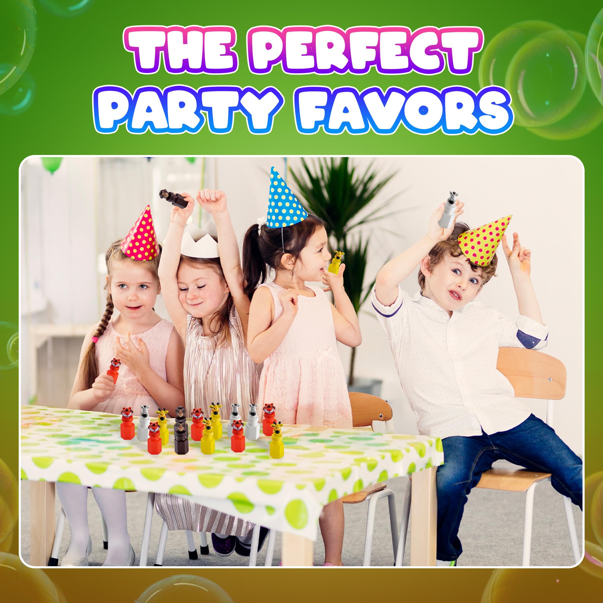 Bulk Safari Animal Bubbles for Kids - (Pack of 24) Mini Safari Bubble Bottles with Wands and Assorted Jungle Zoo Characters, Baby Showers, Themed Birthday Party Favors, Goody Bag Toys for Kids