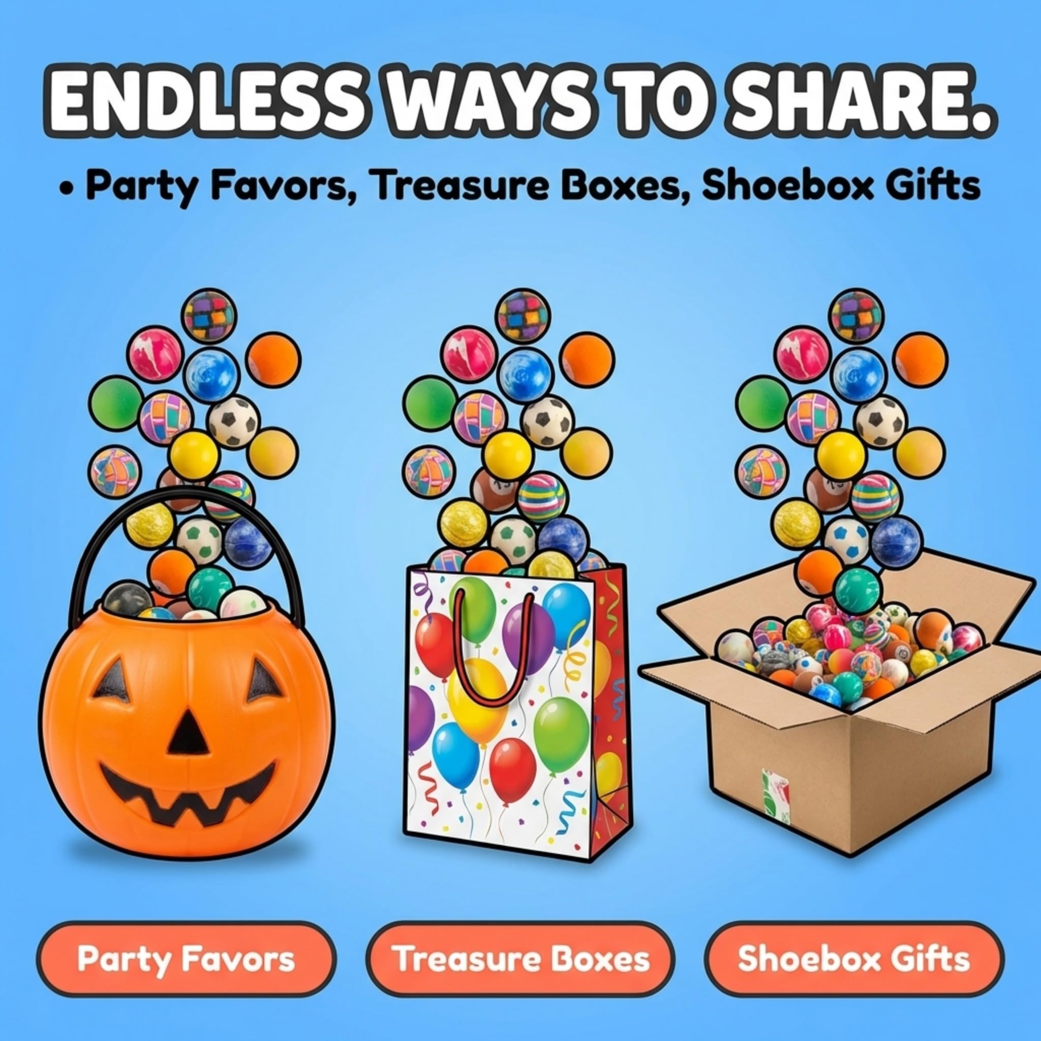 Bedwina 250-Pack Bouncy Balls in Bulk - (1inch/27mm) Hi Bounce Variety Assortment Mix, Colorful and Small Rubber Bouncing Balls, Party Favors for Kids, Treasure Box Prizes and Goodie Bags