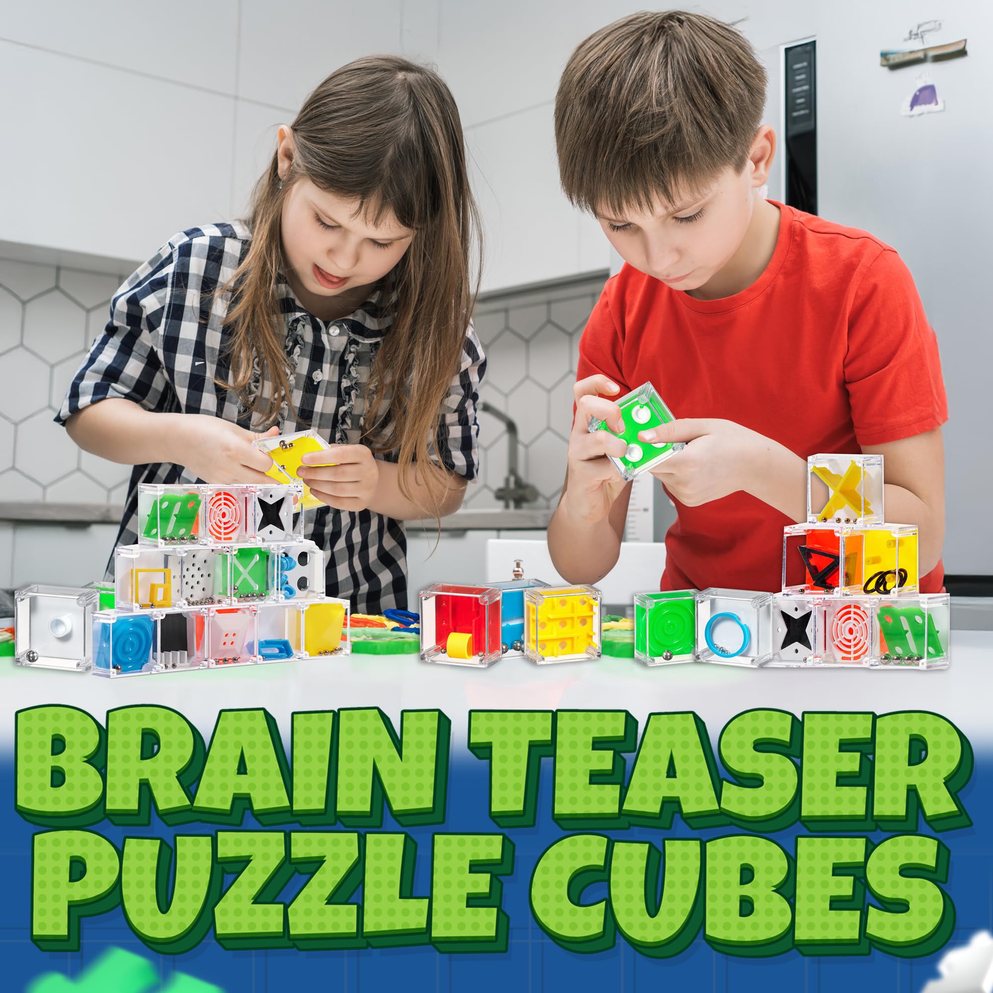 Bedwina Mini Cube Puzzle Box Set, 72-Pack Balance IQ Party Favor Games for Kids, Teens, Adults, 1.5 Inch Mini Games for Kids 3D Brain Teaser Maze Ball Puzzles Toy Stocking Stuffers Bulk