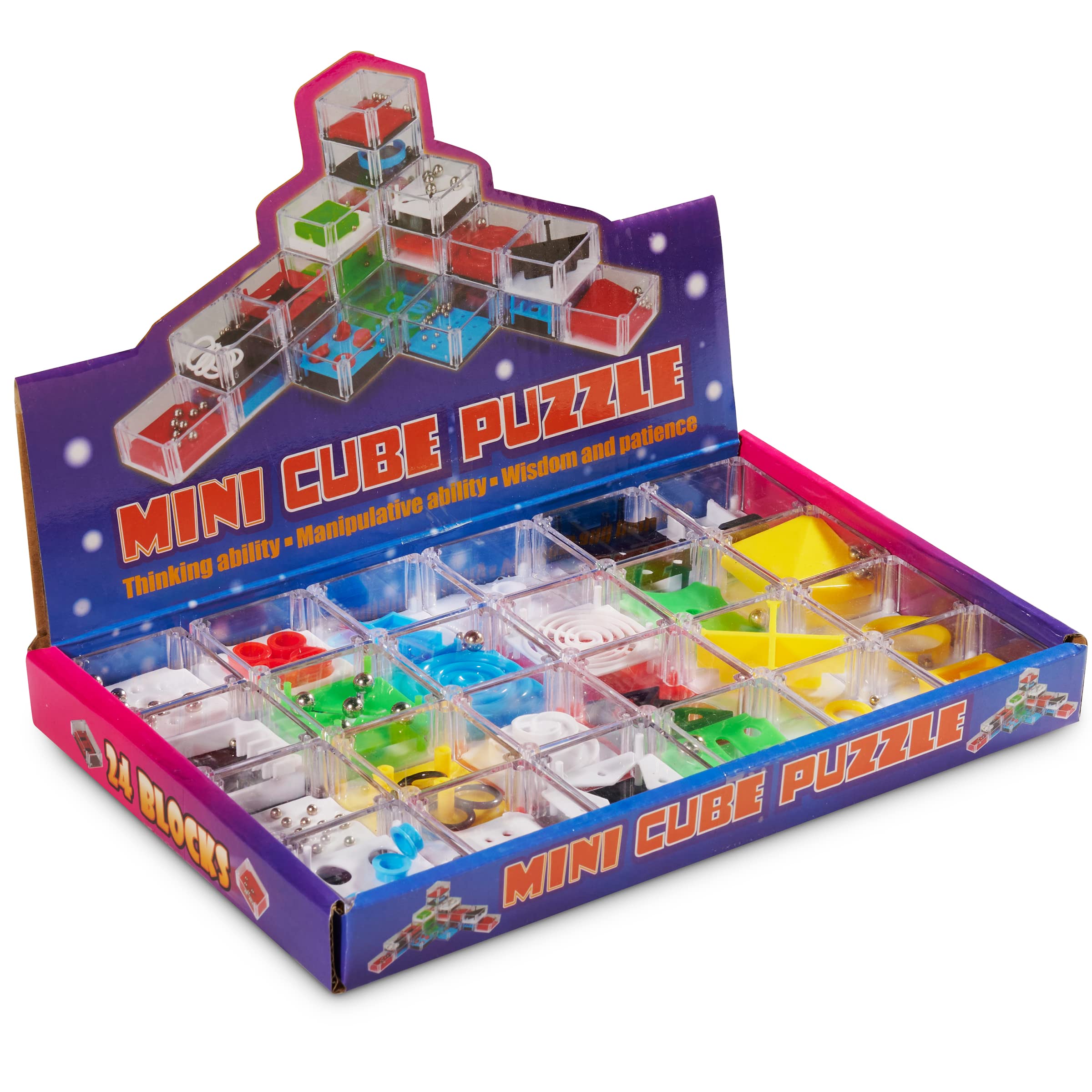 Bedwina Mini Cube Puzzle Box Set - Balance IQ Party Favor Games for Kids, Teens, Adults, 1.5 Inch Mini Games for Kids 3D Brain Teaser Maze
