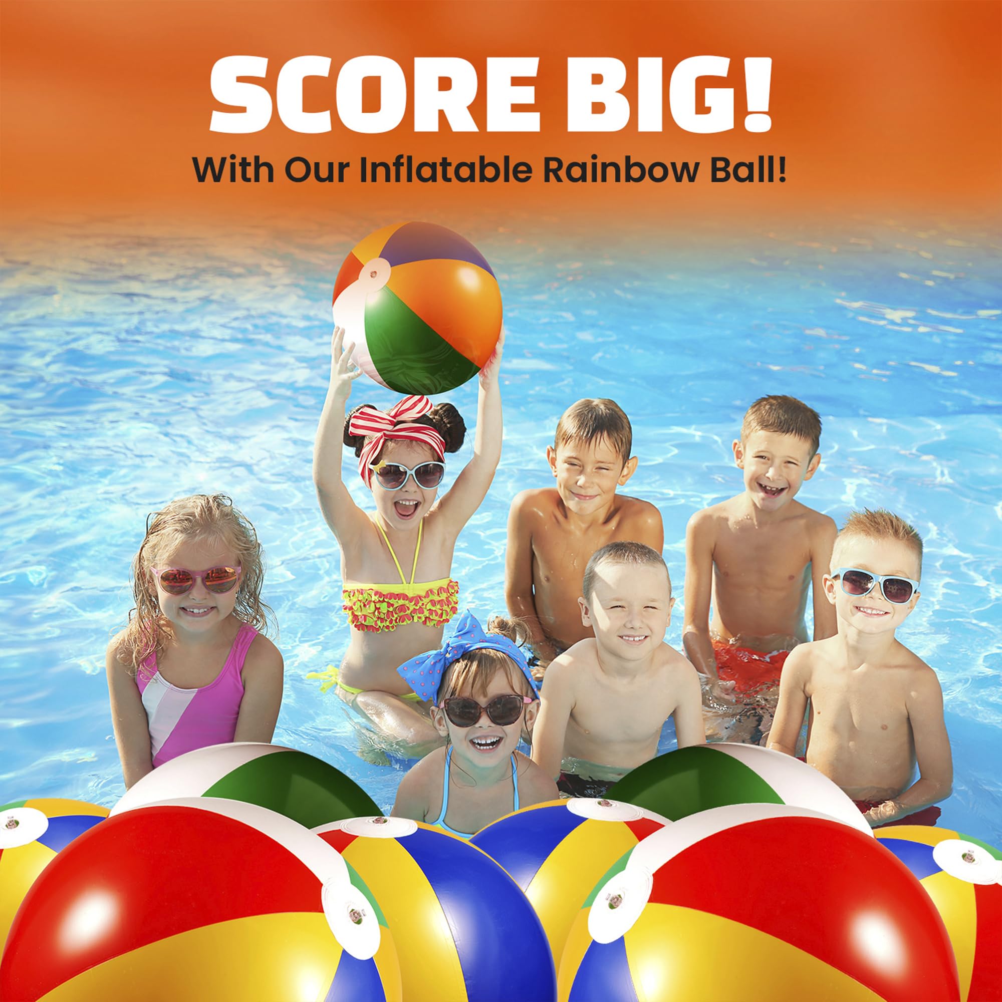 Bedwina Beach Balls in Bulk - (Pack of 12) 16 Inch Inflatable Basketball, Baseball or Rainbow Beach Ball Toys for Kids, Dozen Beach Balls for Games, Pool Toys, Decorations, Party Favors