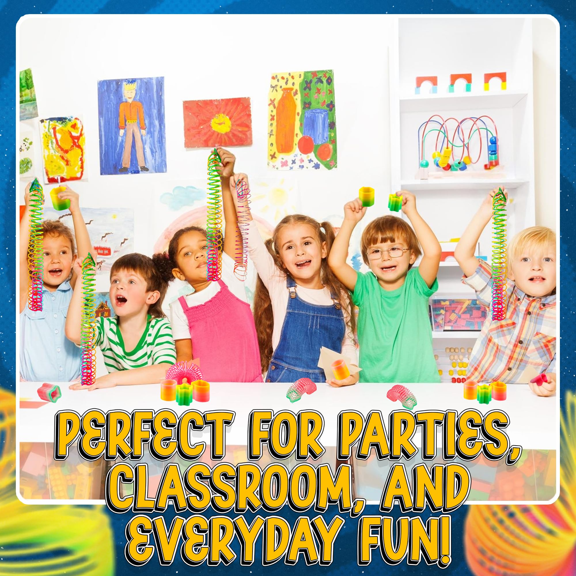 Bedwina Rainbow Spring Toy Assortment - (Pack of 30) Mini Plastic Coil Spring Toy - Bright Colors and Shapes, Goody Bag Filler, Party Prizes and Stocking Stuffers for Kids