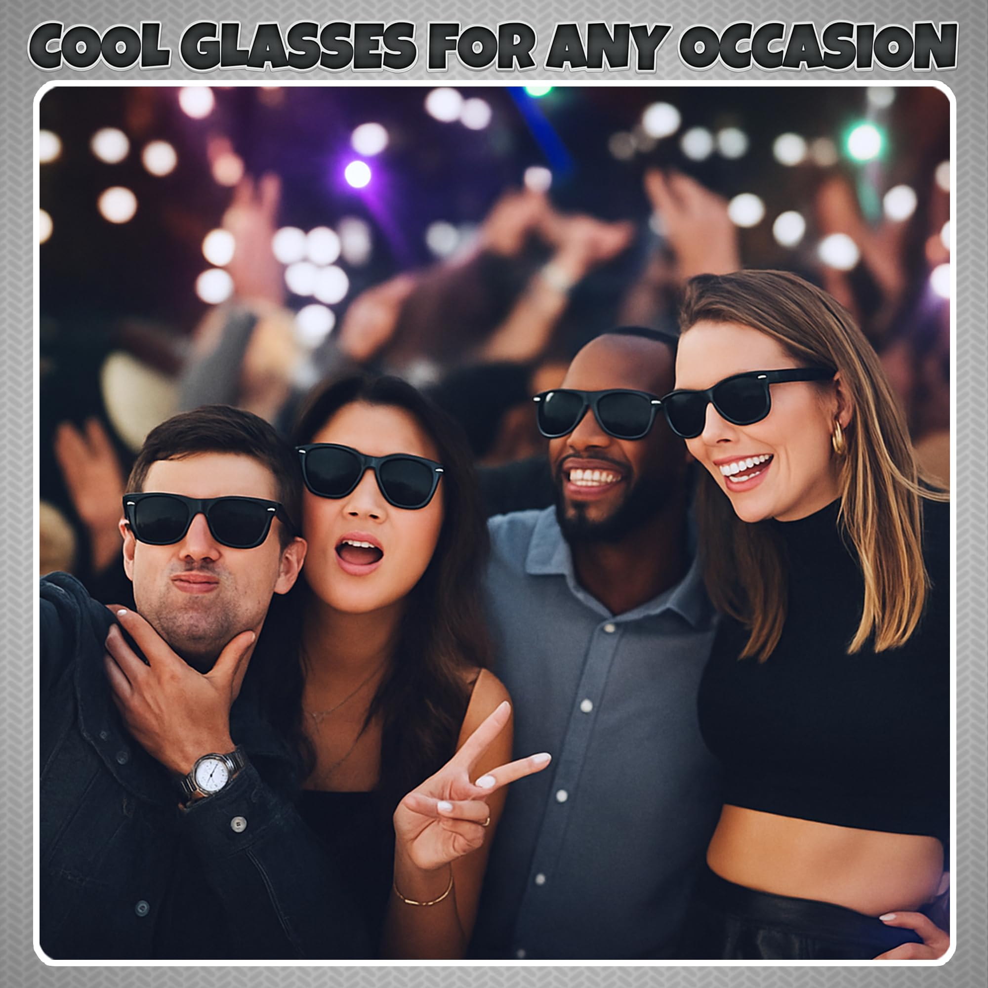 Black Sunglasses Bulk - (Pack of 48) Premium Retro Party Sunglasses for Birthdays, Weddings, Bachelorette, Bachelor, Photo Booth Prop Eyewear Shades - Adult or Kids Unisex Black Party Decorations