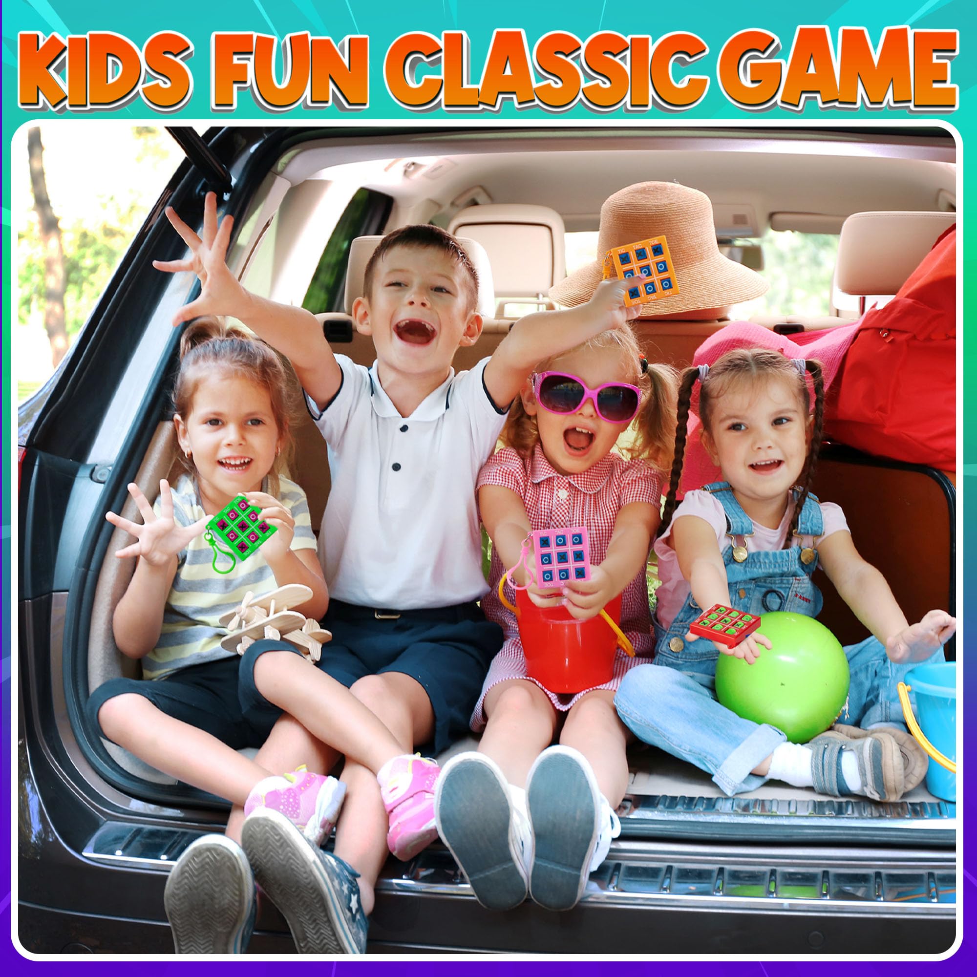 72 Mini Tic Tac Toe Games - Party Favors for Kids 3-5 and Up - 2-Inch Travel Size - Tic-Tac-Toe Keychain Game for Boys & Girls - Goody Bag Stuffers, Classroom Prizes, Christmas, Birthday Gifts