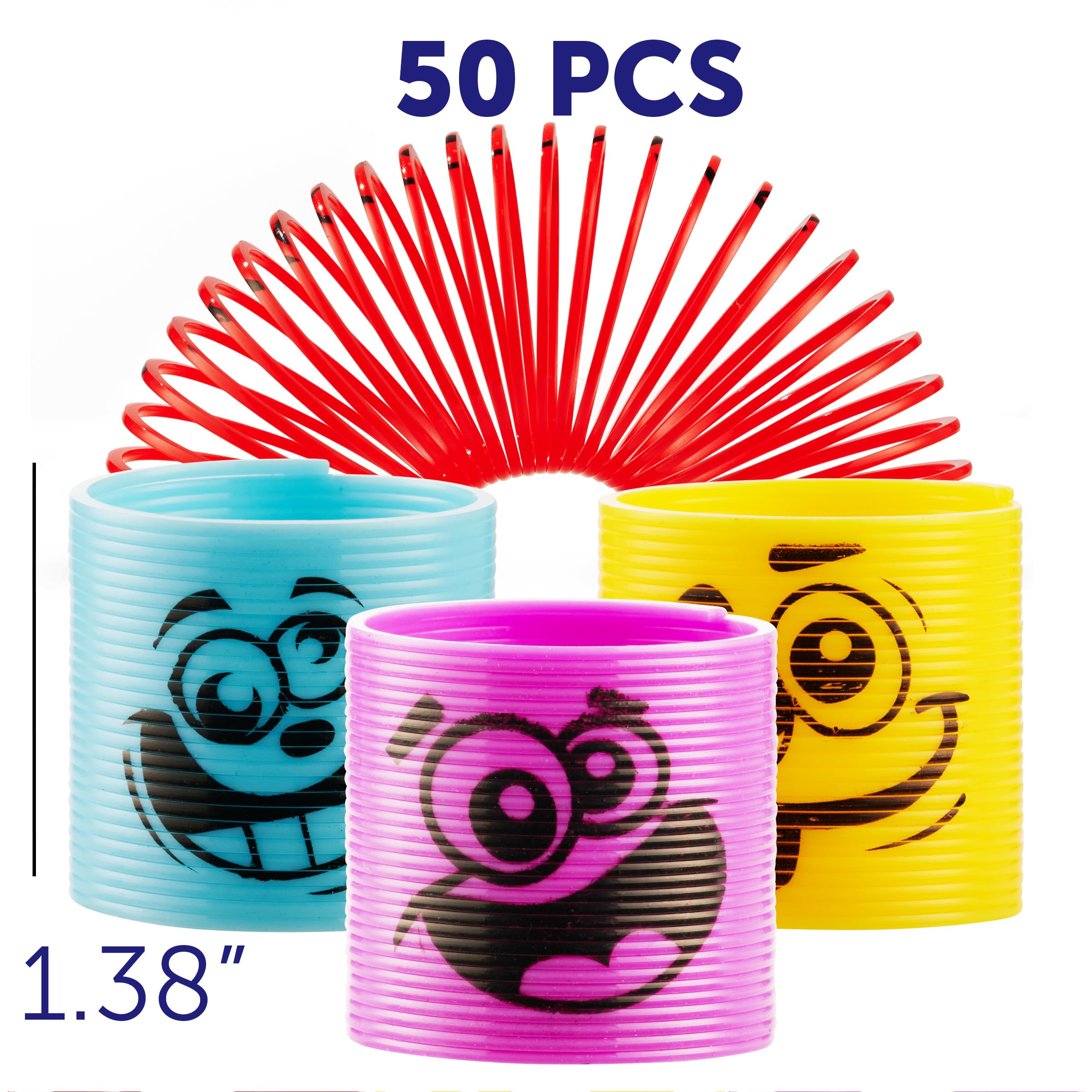 Mega Pack of 30 Coil Springs for Kids - Assorted Silly Faces and Colors, Mini Plastic Spring Toy for Party Favors, Carnival Prizes, Gift Goodie Bag Filler, Stocking Stuffers