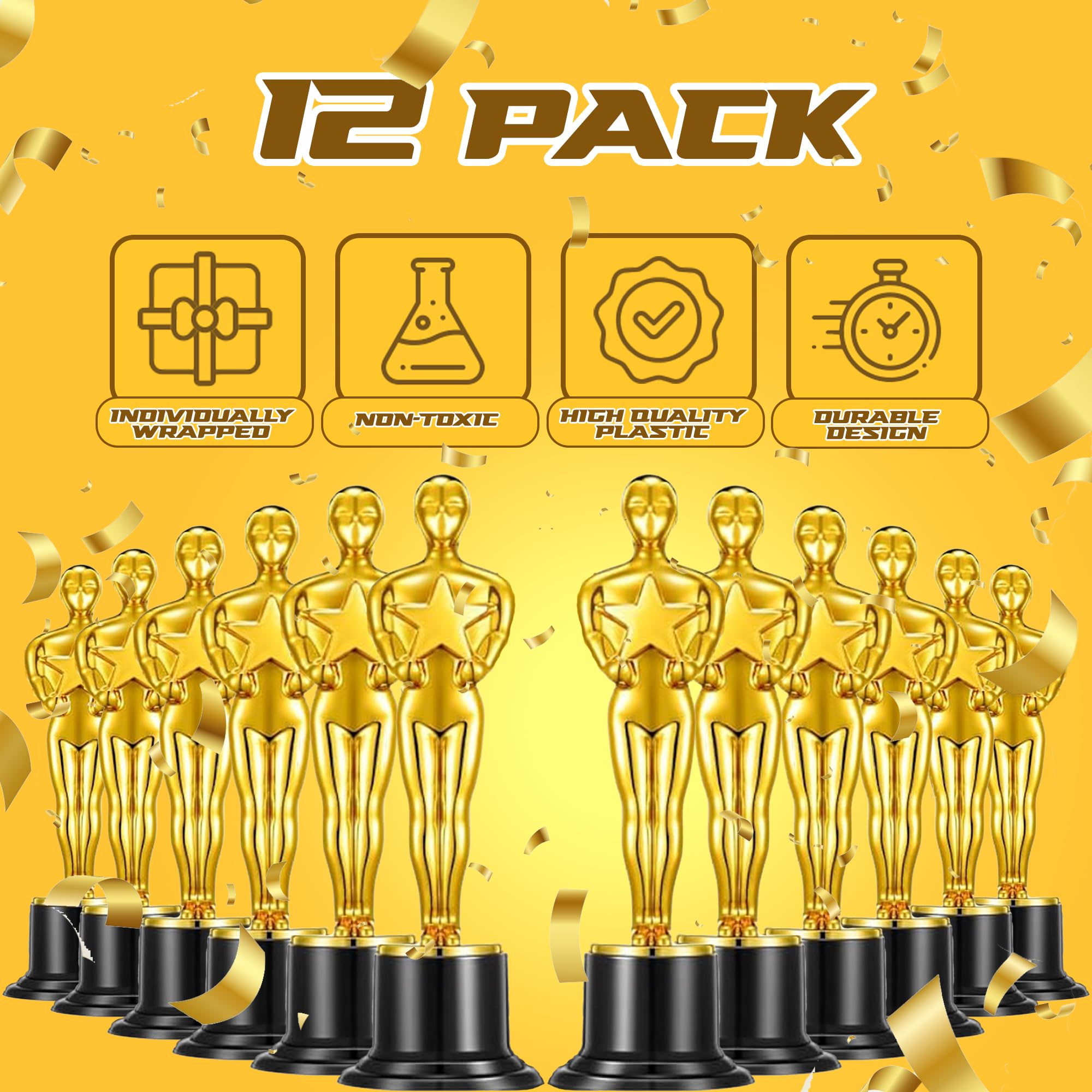 Bedwina 6" Gold Trophy Award Trophies - Bulk Trophies Golden Statues Trophy Award, Party Decorations and for Winners Or Appreciation Gifts Prizes for Adults & Kids