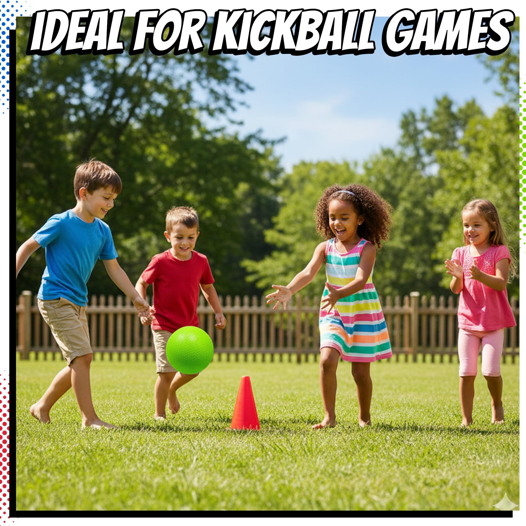 5” Playground Balls for Toddlers & Kids - (6 Pack) Inflatable Rubber Bouncy Dodgeball Balls w/Pump - Small & Colorful for Four Square, Gym, Backyard, Recess, Sports, Preschool & Kindergarten Games