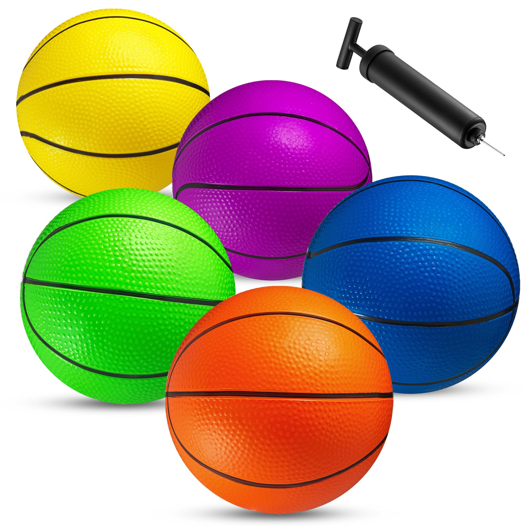 Bedwina Mini Basketball - 6 Inch (Pack of 5) - Mini Hoop Small Kids Basketball Set, Indoor & Outdoor, Bright Colorful Balls for Hoops & Pool Parties - Party Favors, Game Prizes