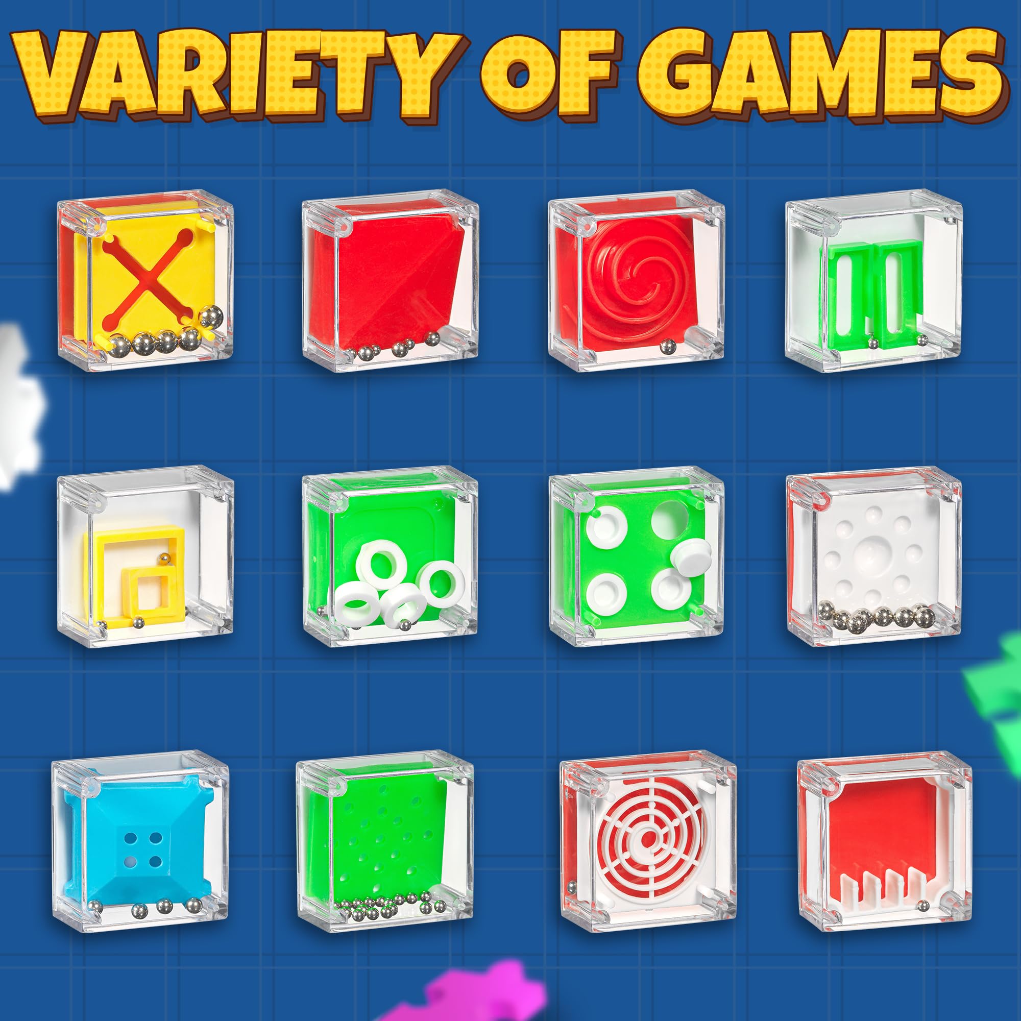 Bedwina Mini Cube Puzzle Box Set - Balance IQ Party Favor Games for Kids, Teens, Adults, 1.5 Inch Mini Games for Kids 3D Brain Teaser Maze