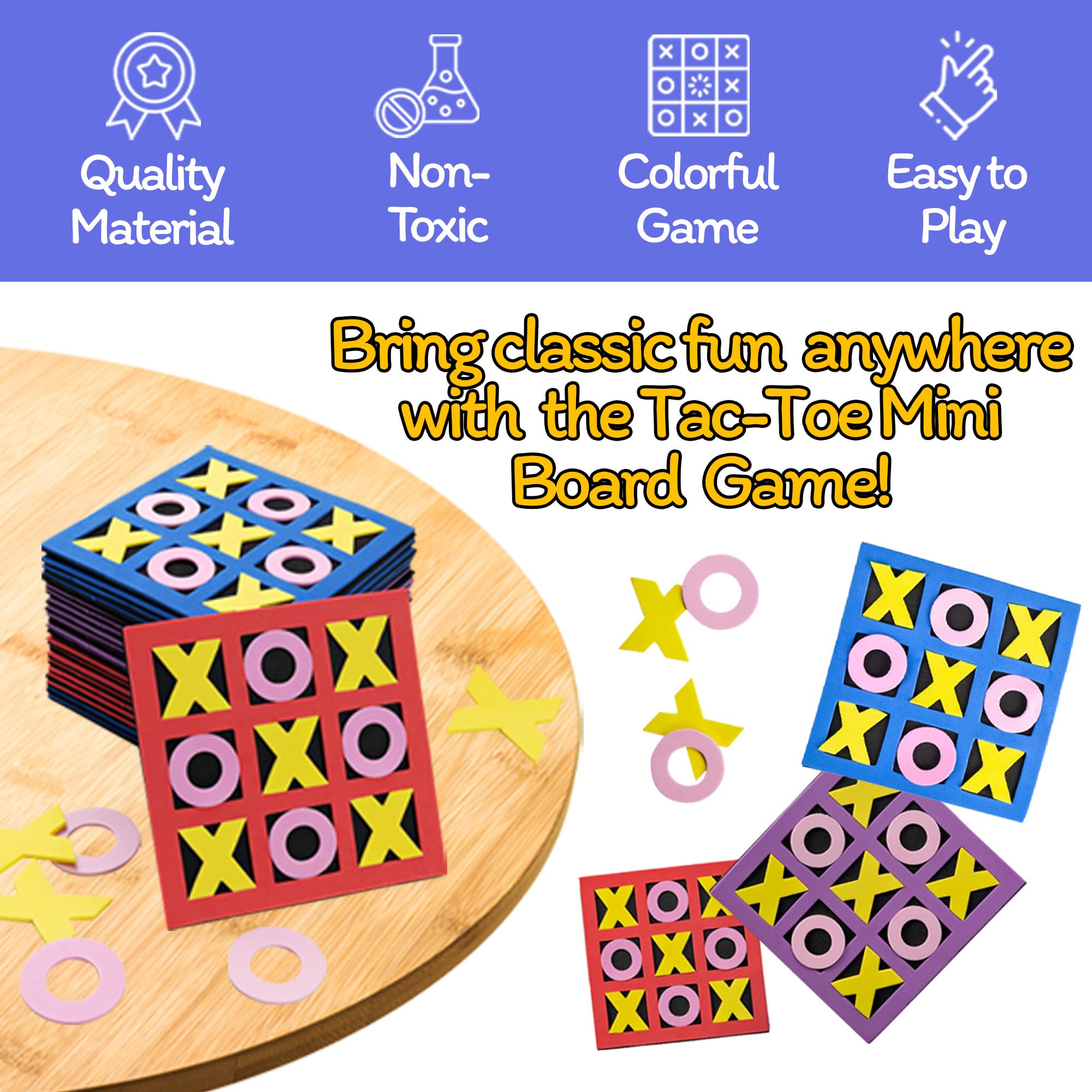 Tic Tac Toe Game (Pack of 24) 5"x5" Foam Tic-Tac-Toe Mini Board Game - Bulk Toys for Kids, Birthday Party Favors, Birthday Goody Bag Stuffers, Classroom Prizes & Occupational Therapy