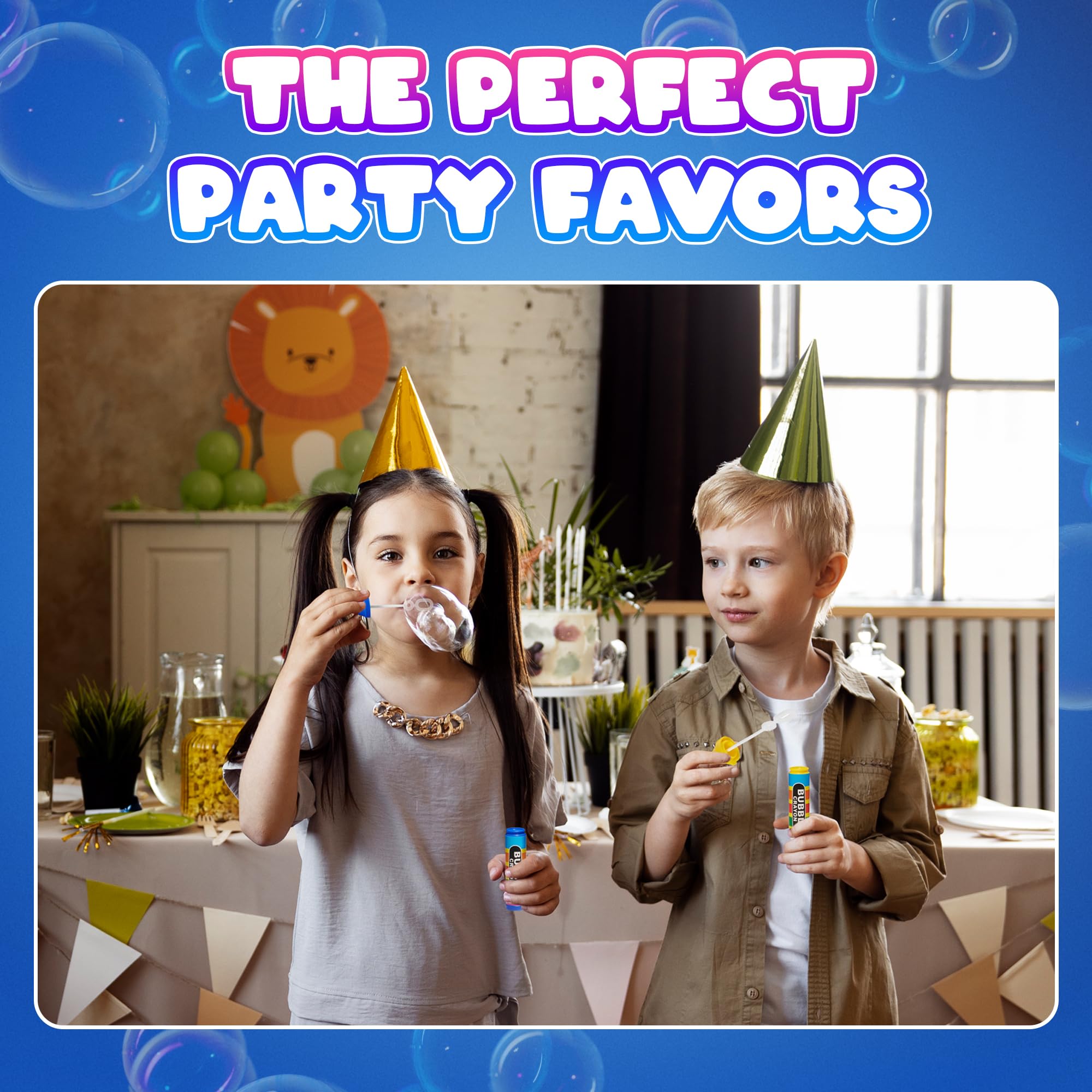 Mini Crayon Bubbles for Kids - (Pack of 24) Bulk 1 Fl Oz Bottles w/Wands - Crayon Shape Bubbles in Bright Colors - Non-Toxic Party Favor Toys, Goodie Bags for Spring & Summer