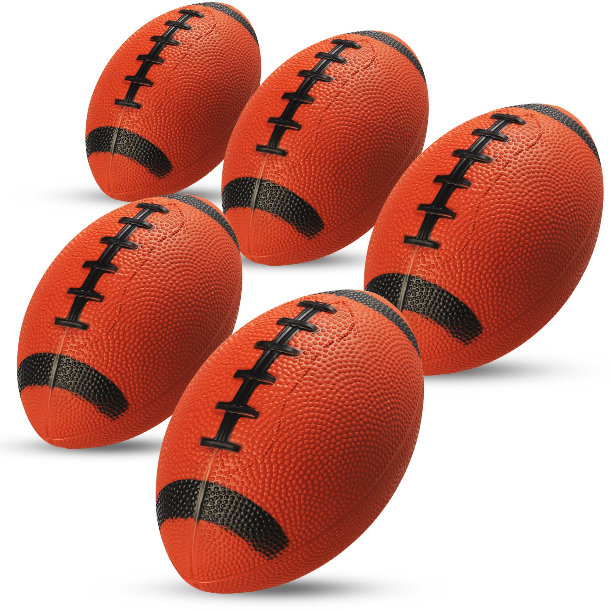 6-Inch Mini Footballs for Kids (Pack of 5) - Inflatable PVC Football Toys for Boys & Girls with Hand Pump, Easy to Grip Small Sports Balls for Backyard, Recess, Party Favor, Indoor/Outdoor, Brown