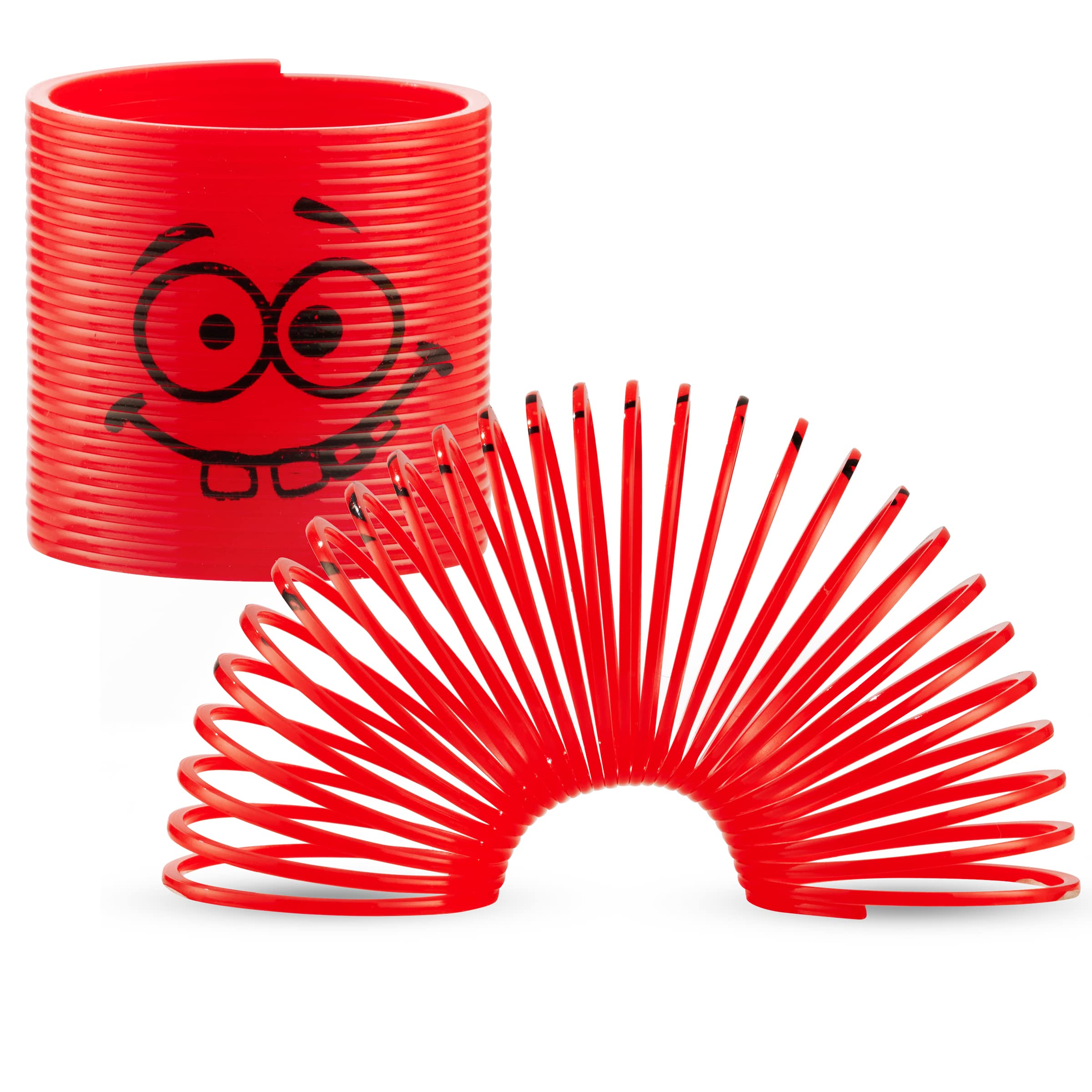 Mega Pack of 30 Coil Springs for Kids - Assorted Silly Faces and Colors, Mini Plastic Spring Toy for Party Favors, Carnival Prizes, Gift Goodie Bag Filler, Stocking Stuffers