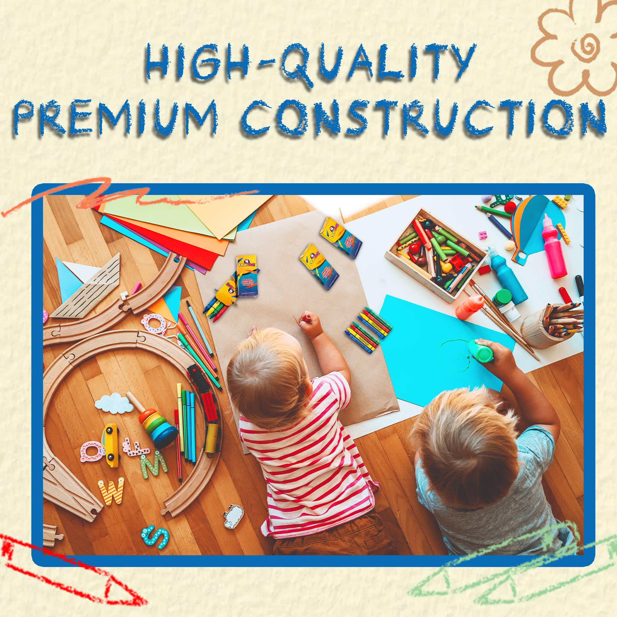 Bedwina Bulk Crayons - 576 Crayons - Case of 144 4-Packs, Premium Colors Bulk School Supplies for Kids and Toddlers Non-Toxic for Party Favors, Restaurants, Goody Bags, Stocking Stuffers