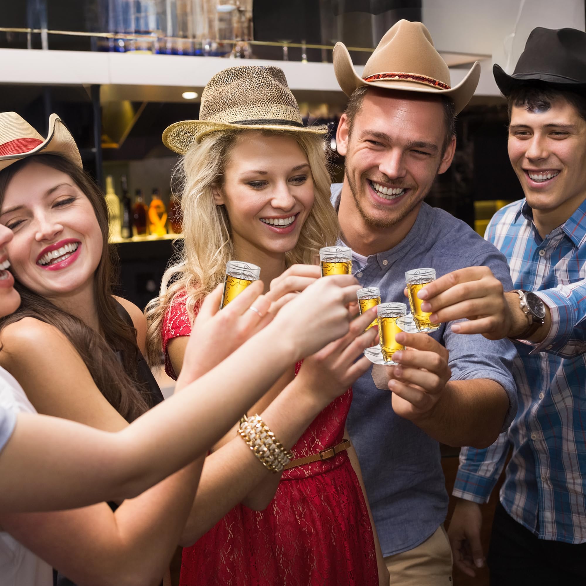 JoyServe Cowboy Boot Cups - 17oz Cowboy and Cowgirl Drink Mugs, Reusable BPA-Free Plastic Mug with Handle for Western Themed Rodeo Birthday Party Decorations and Supplies