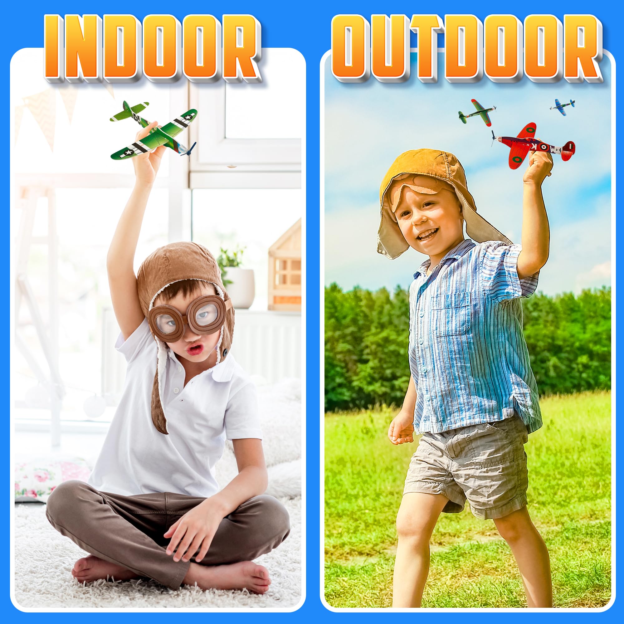 Bedwina Glider Planes Bulk (72-Pack) 8-Inch Bomber Airplane Gliders for Kids, Foam Paper Airplane Construction Kits for Kids Party Favors, Birthdays, Goodie Bag Stuffers and Outdoor Flying Toy