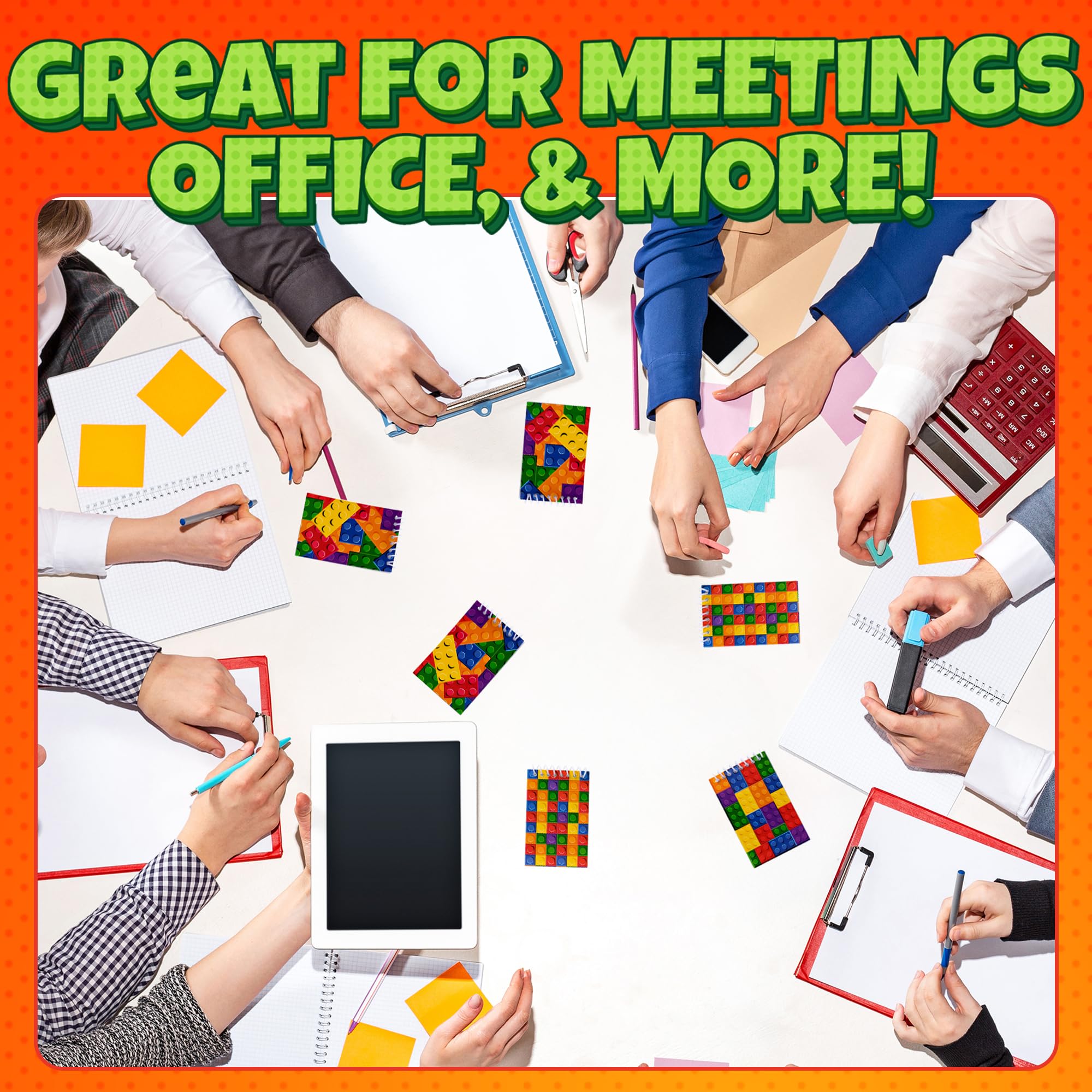 Mini Building Block Notebooks (Bulk of 64) Spiral Notepads In Assorted Brick Styles, Mini Notebook For Kids Pocket Size, For Birthday Party Favors, Goodie Bag Stuffers, Children Classroom Rewards