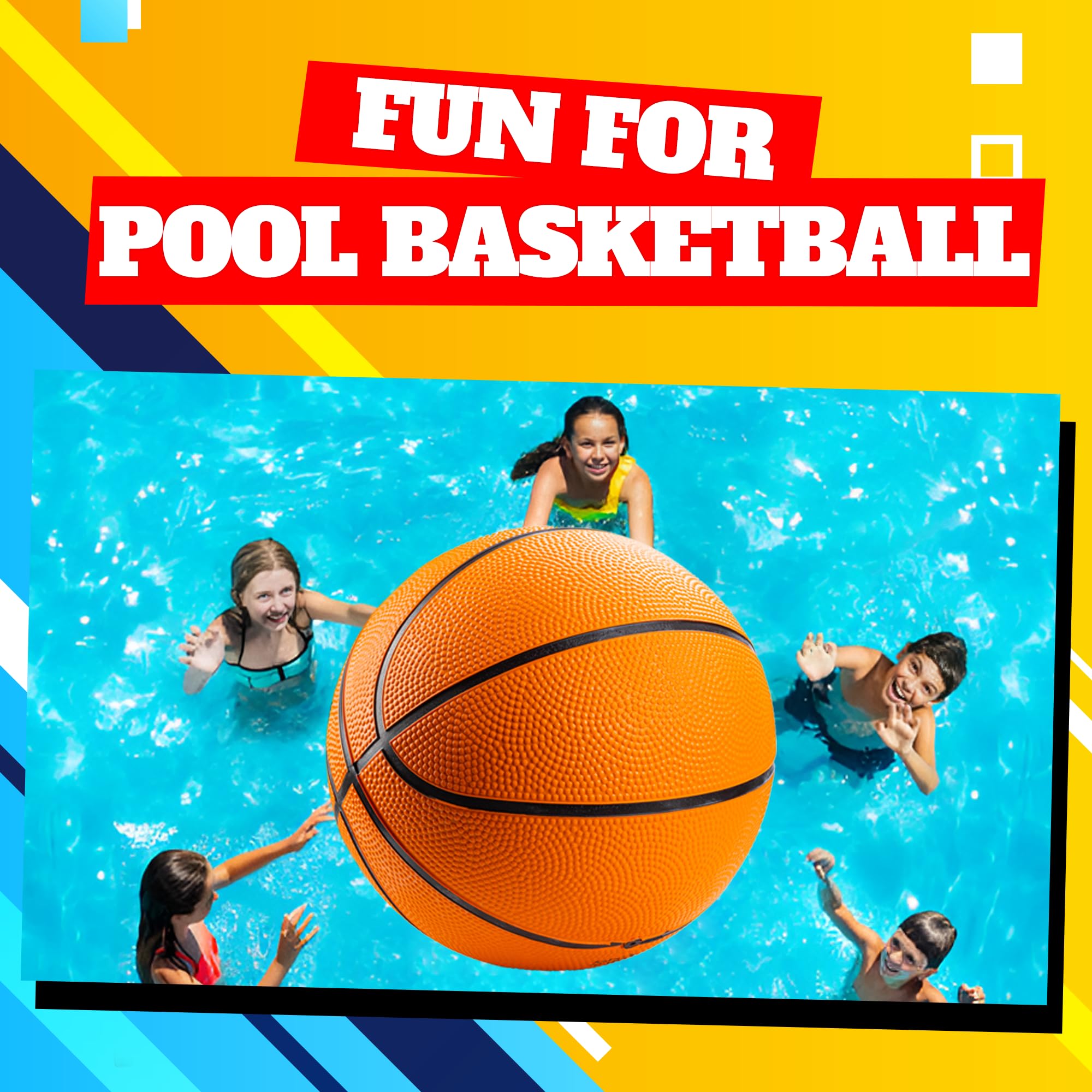 Bedwina Mini Basketball - 7 Inch, Size 3 - Mini Hoop Outdoor & Indoor Set, Perfect for Pool Parties & Kids Arcade Games