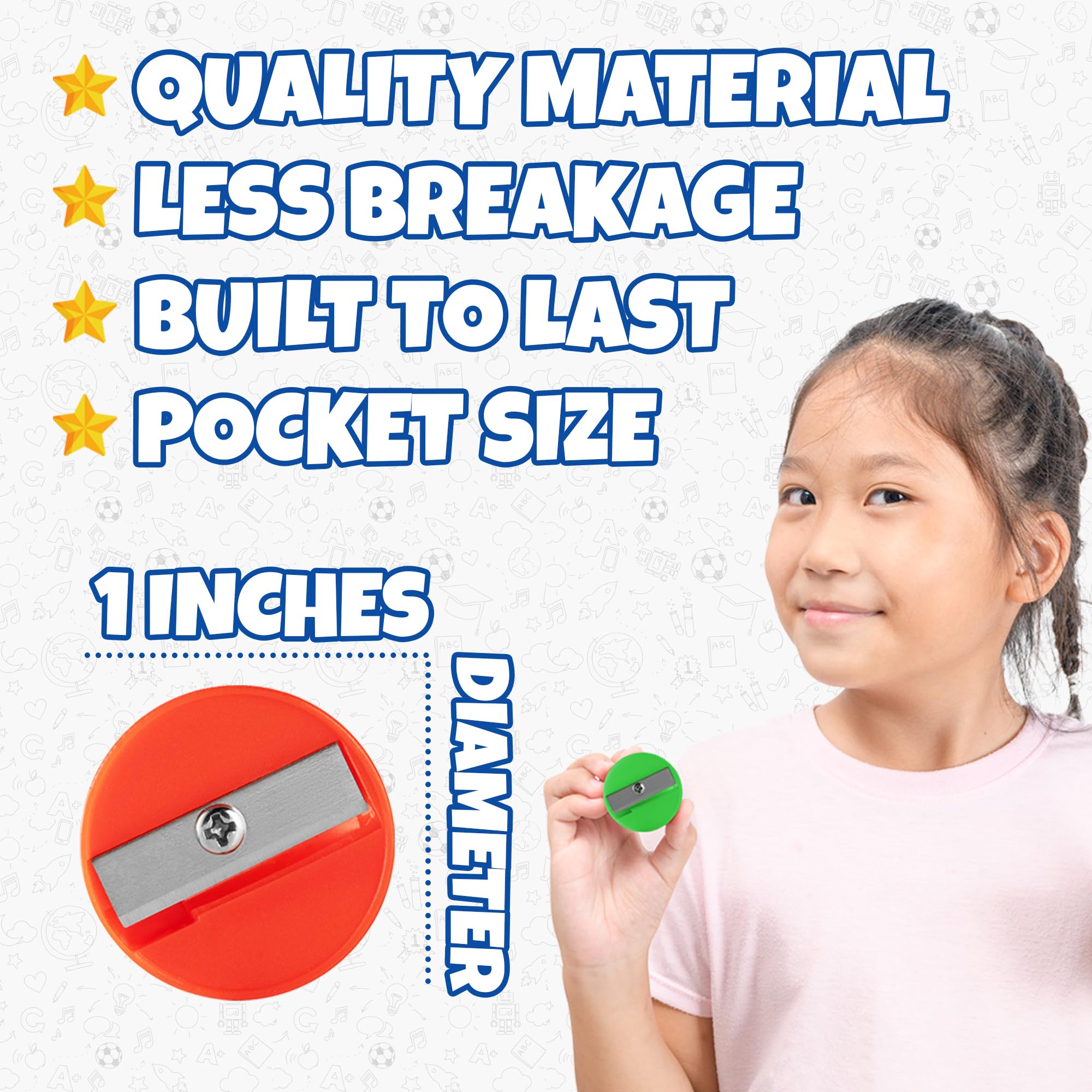 Bedwina Pencil Sharpeners - 9 Pack Pocket Sized Mini Handheld Colored Pencil Sharpener Manual for Kids, Plastic and Colorful for Party Favors, Goodie Bags, Classroom Prizes, School Supplies