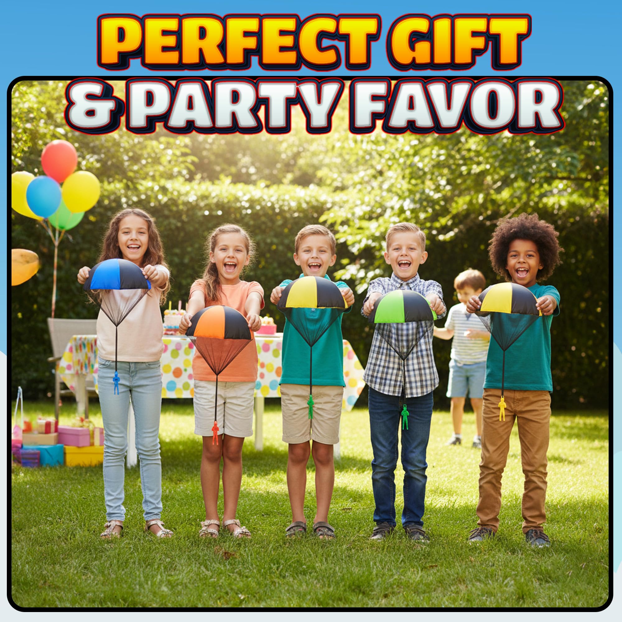 Parachute Men Toys for Kids - (Pack of 4) Police, Army, Firefighter & EMT Figures w/ Tangle-Free Parachutes - Outdoor Flying Toys for Kids, Party Favors, Birthday Gifts for Boys & Girls Ages 3+