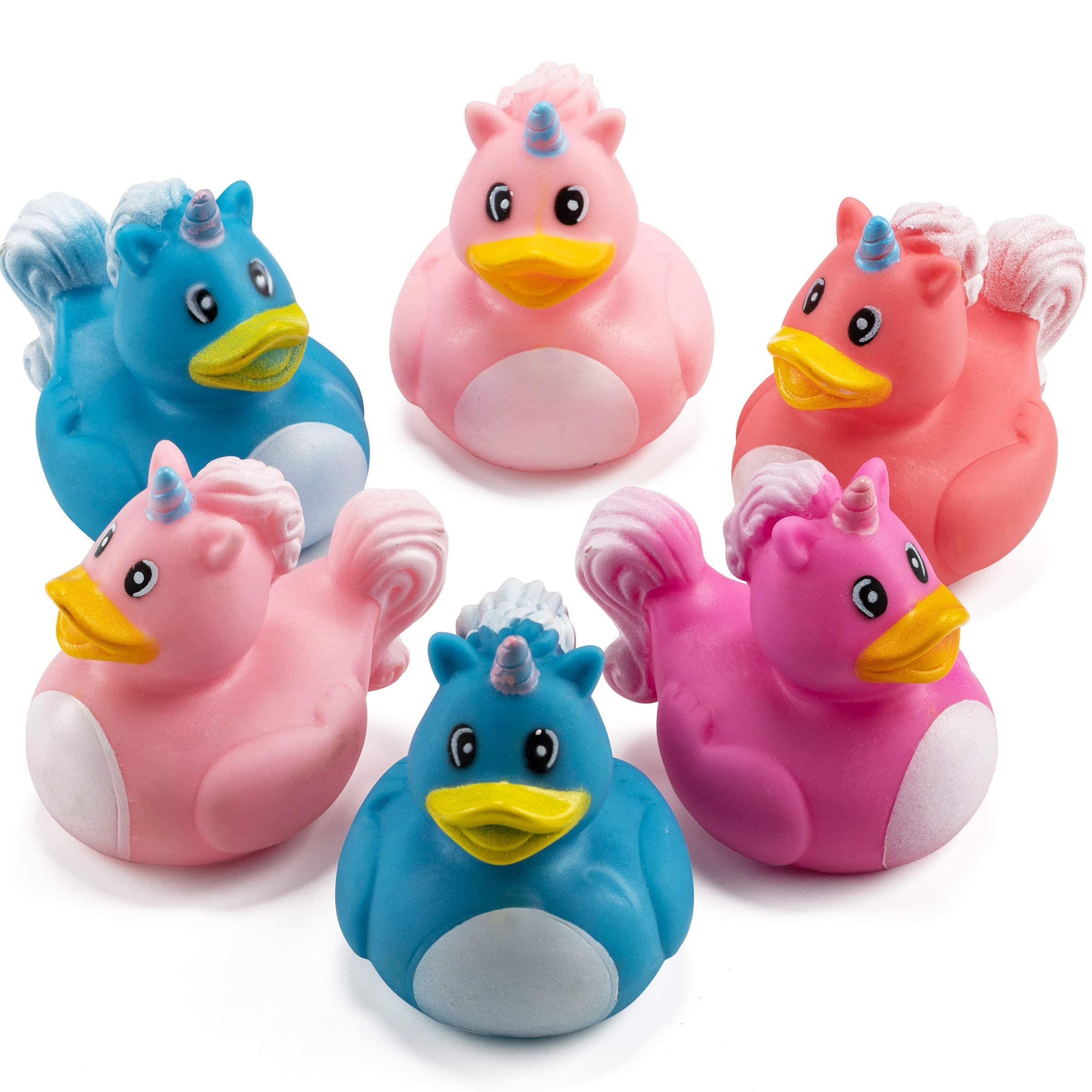 Mini Unicorn Rubber Duckies (Pack of 24) Assorted 2 Inch Duckies, Squirt Bath Tub Toy for Kids, Squeezable and Squirtable, Great for Birthday Party's, Fillers, and Decorations