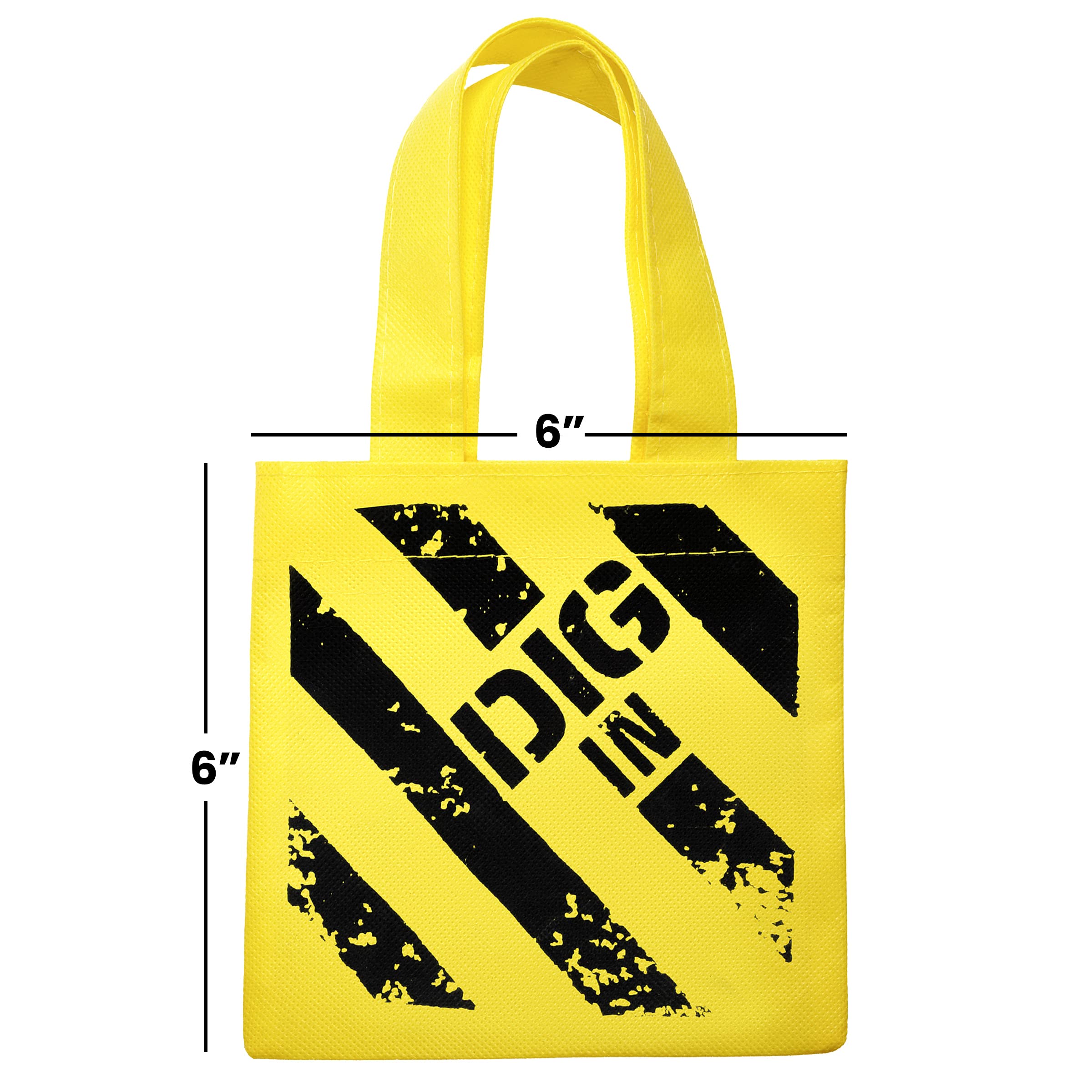 Construction Birthday Party Supplies - (12) Under Construction Themed Mini Non-Woven Canvas Tote Bags with Handles for Party Favor Bag Supplies for Kids and Goodie Bags for Boys, Yellow