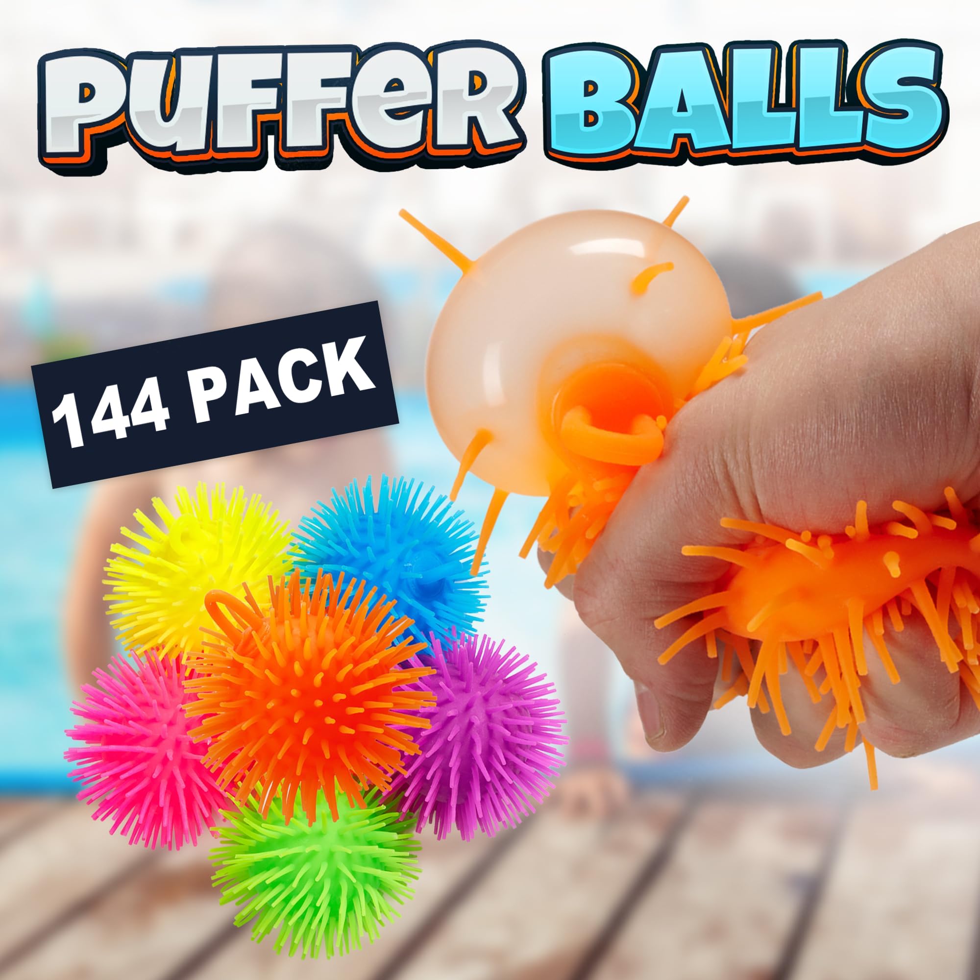 Puffer Balls - Stress Balls Bulk, Neon, Stress Relief Toy for Kids for Goodie Bags and Party Favors in Bulk
