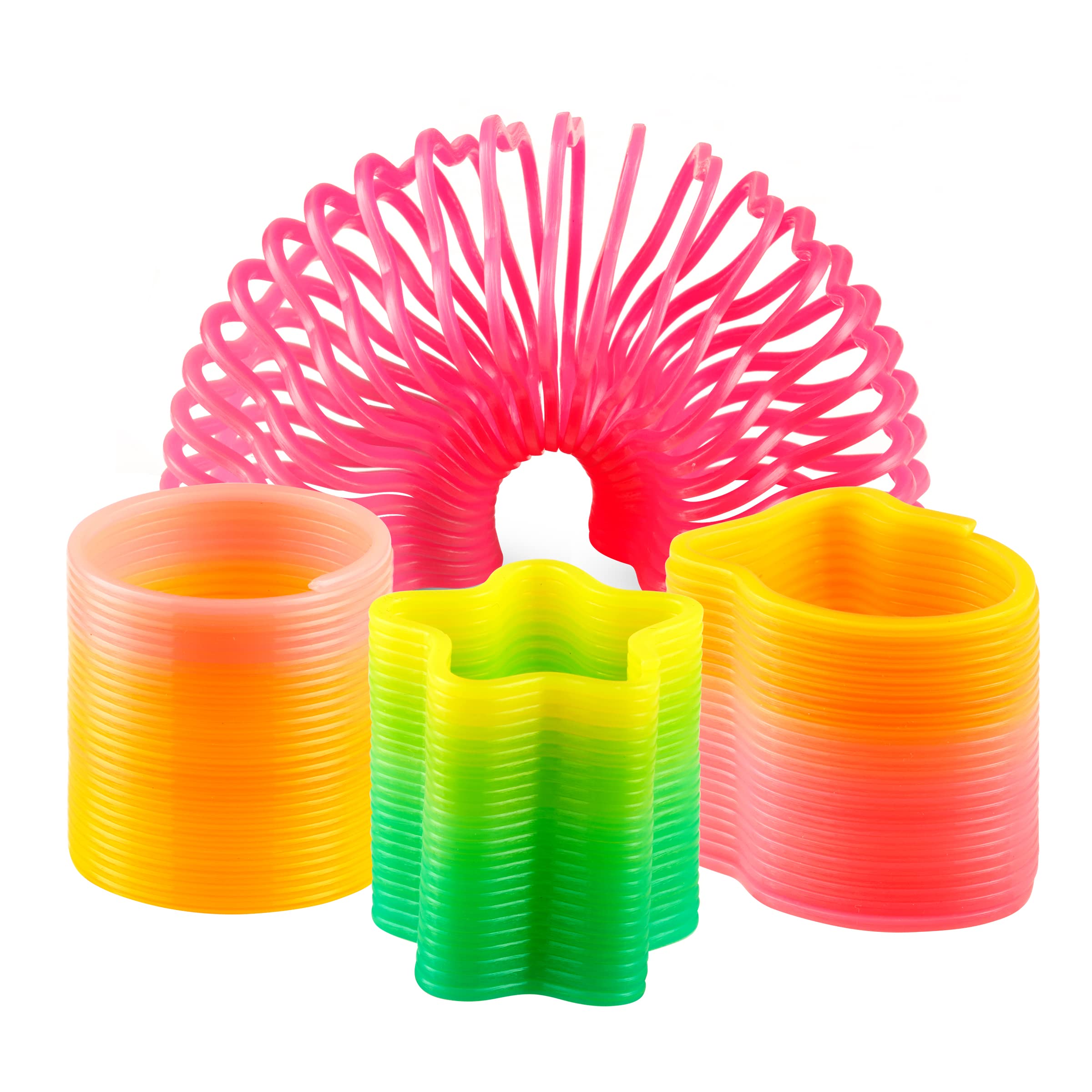 100 Pcs Mini Coil Spring Toy Party Favor - Bulk Assorted Silly Faces and Rainbow Colors, Fidget Toys, Birthday Goody Bag Filler, Prizes, Treasure Box Toys for Classroom and Halloween Treats for Kids