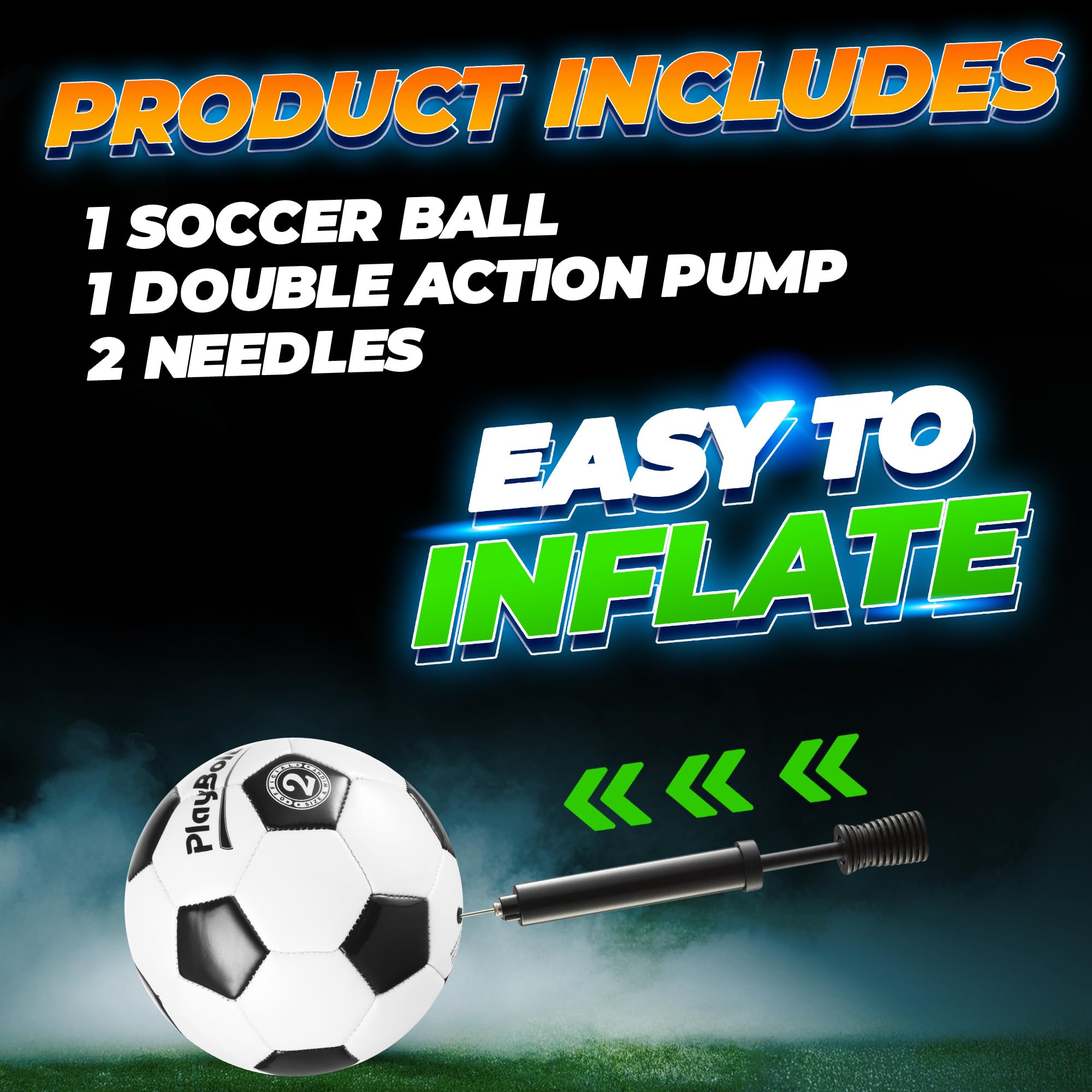 PlayBolt Soccer Ball Size 2 - Official Size Soccer Balls with Pump in Classic Black and White for Kids Youth & Adult Sports, Indoor & Outdoor (Pack of 1)