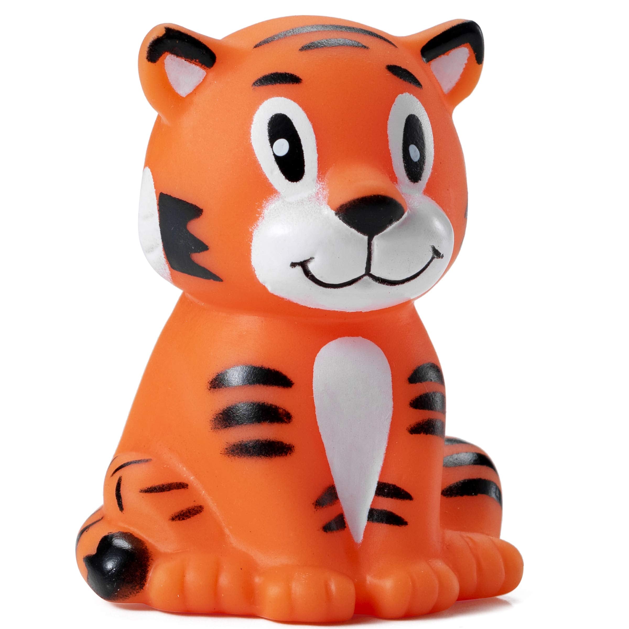 Mini Zoo Animals Bath Toys - (Pack of 6) Vinyl Rubber Jungle Safari Animal Figures, Squeezable Bath Tub Toys for Kids, Baby Shower, Birthday Party Supplies, Favors, Cake Decor, Table Decorations