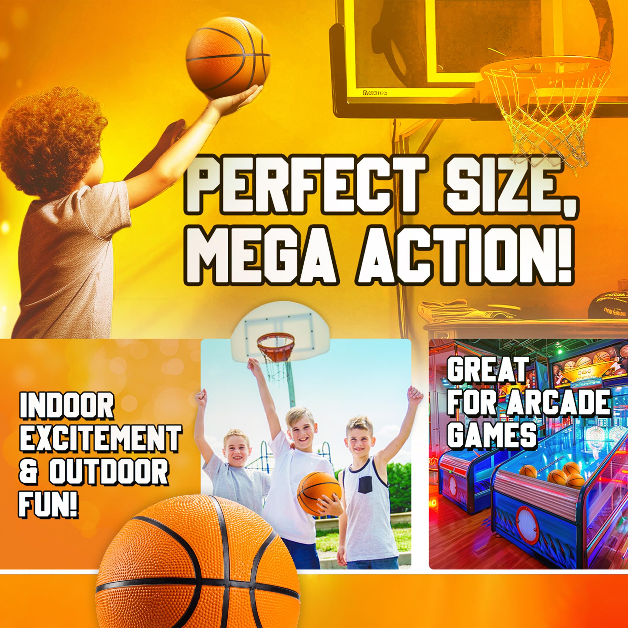 Bedwina Mini Basketball - 7 Inch, Size 3 - Mini Hoop Outdoor & Indoor Set, Perfect for Pool Parties & Kids Arcade Games