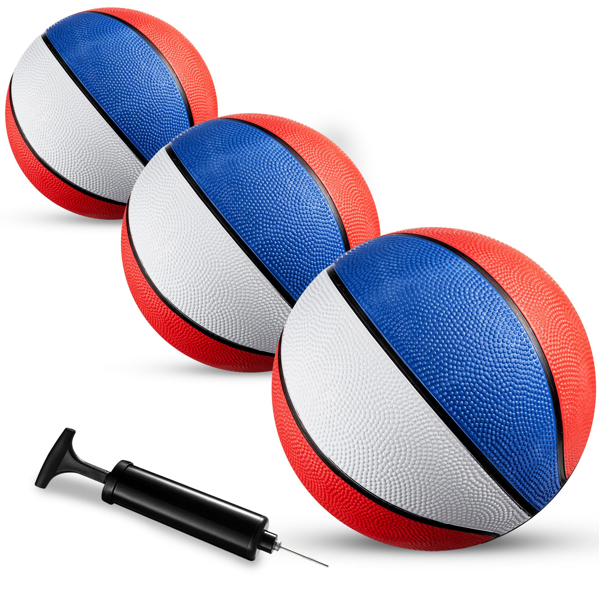 Bedwina Mini Rubber Basketball Balls for Kids - (Pack of 3) 7 Inch, Size 3 - Pool Basketball Hoop Set, Outdoor & Indoor Small Hoops Carnivals, Game Prizes