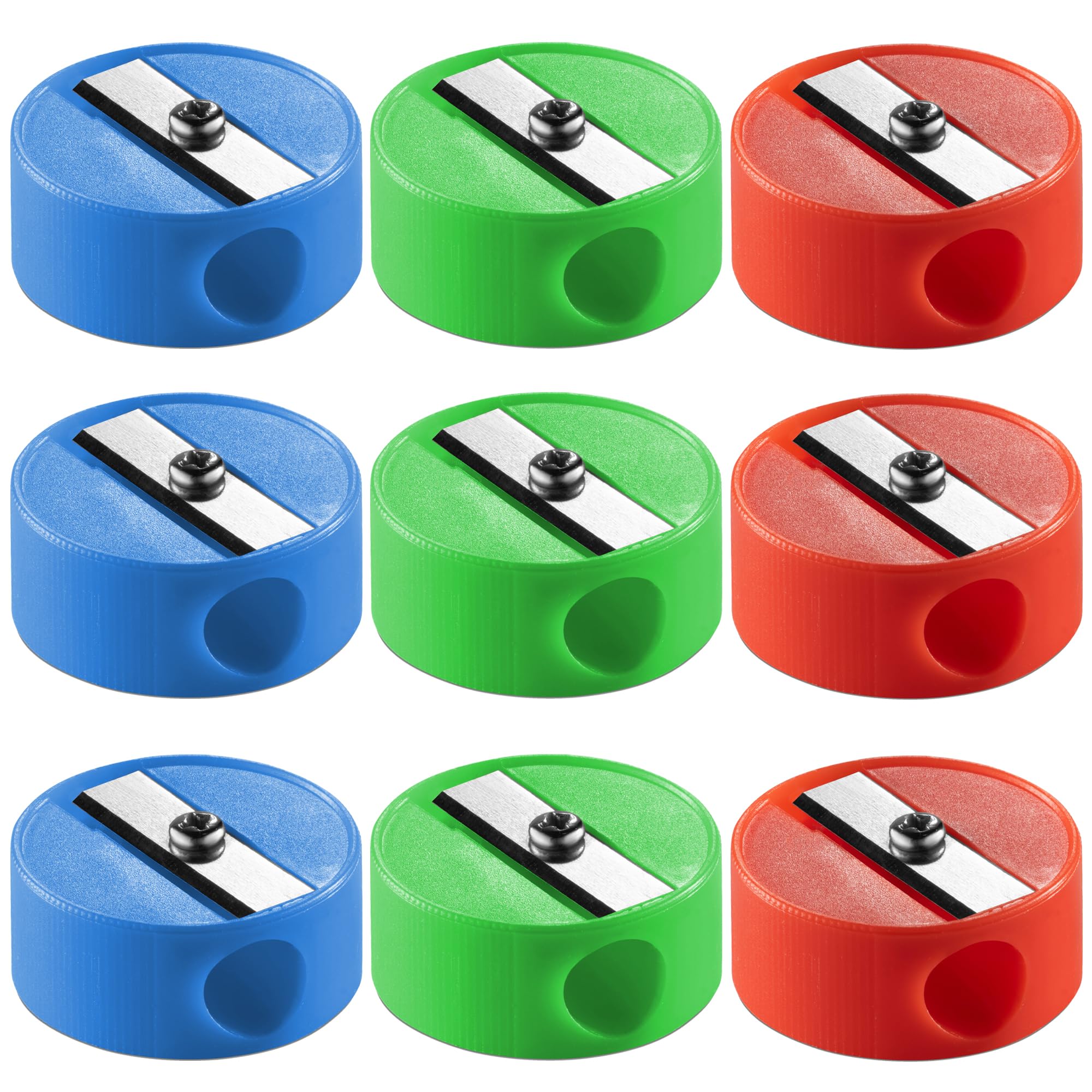 Bedwina Pencil Sharpeners - 9 Pack Pocket Sized Mini Handheld Colored Pencil Sharpener Manual for Kids, Plastic and Colorful for Party Favors, Goodie Bags, Classroom Prizes, School Supplies