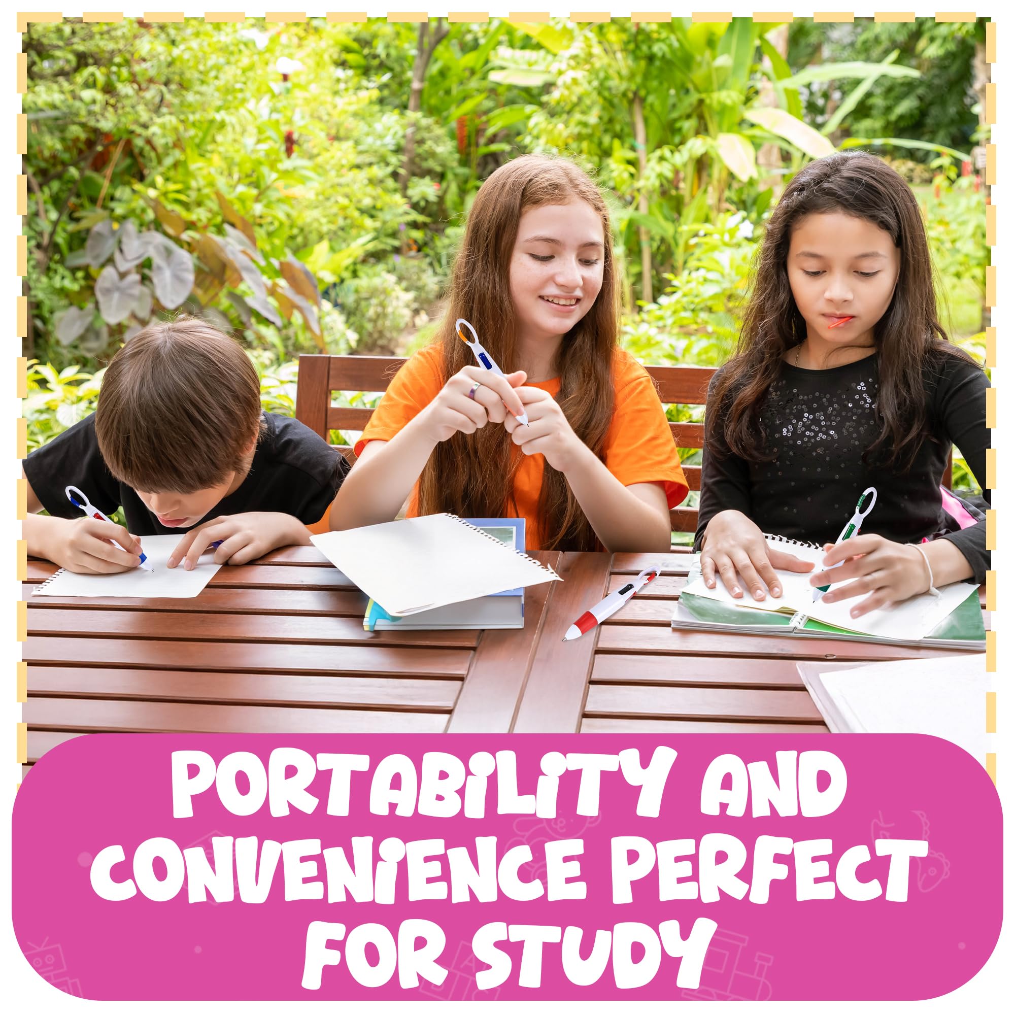 Retractable Shuttle Pens with Carabiner Clip - Pack of Bulk Mini 4-in-1 Multi-Colored Ink Ballpoint Pens with Keychain for Adults, Kids, Nurses, School, Stocking Stuffer Gifts, Party Favors