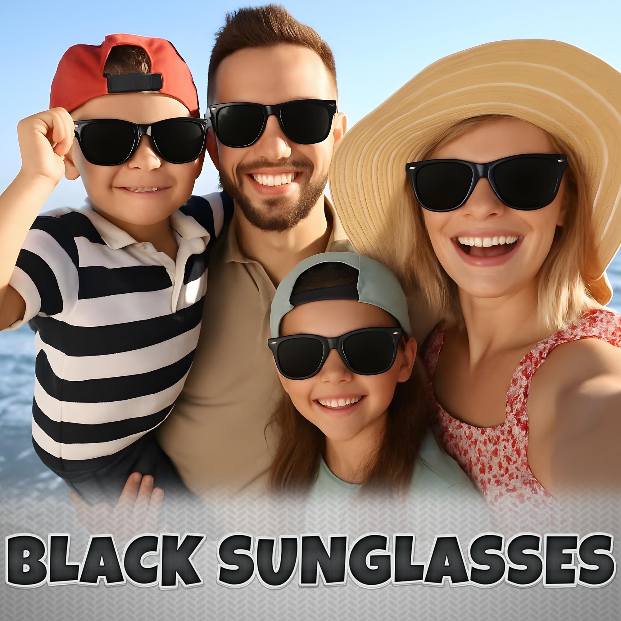 Black Sunglasses Bulk - (Pack of 48) Premium Retro Party Sunglasses for Birthdays, Weddings, Bachelorette, Bachelor, Photo Booth Prop Eyewear Shades - Adult or Kids Unisex Black Party Decorations