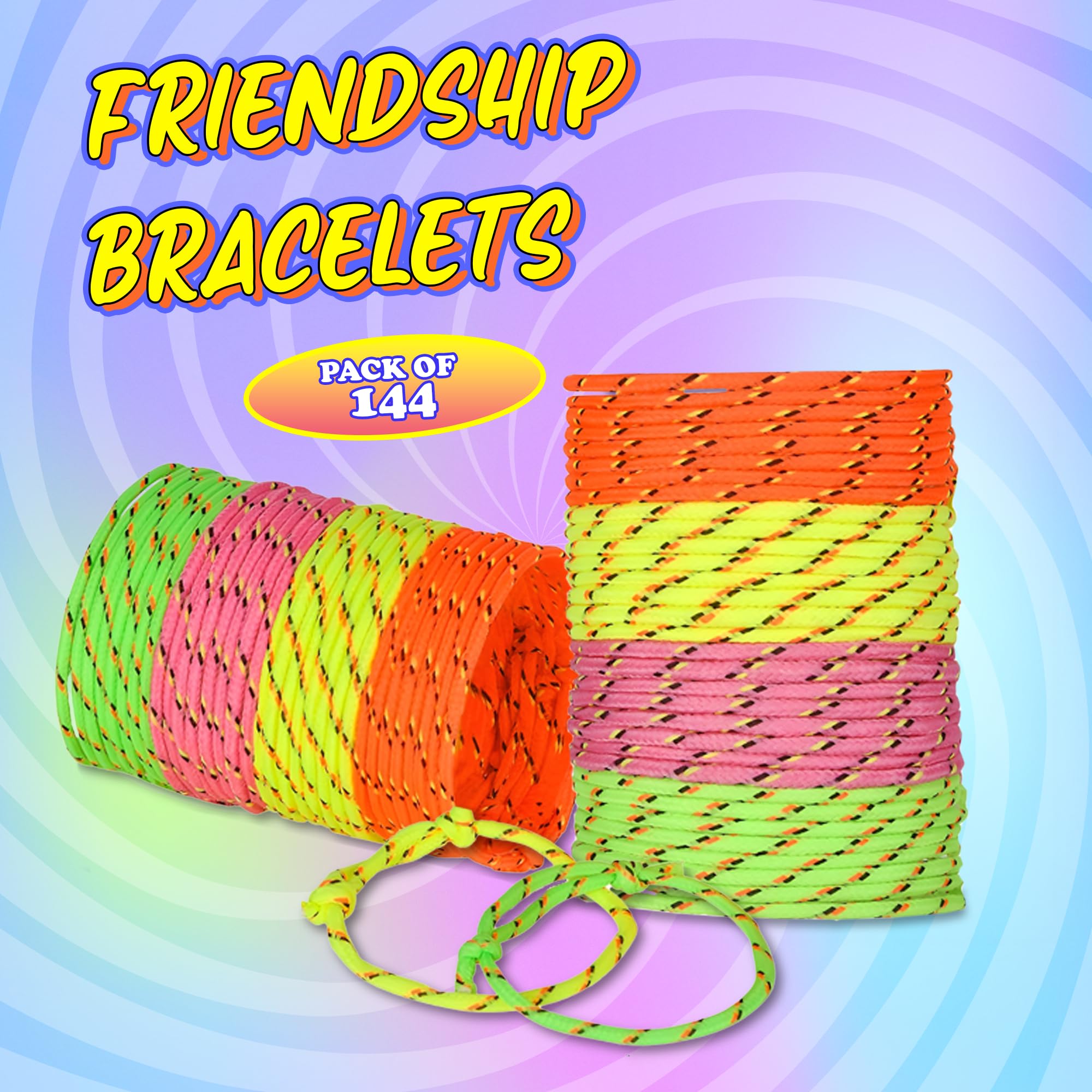 Bedwina 36-Pcs Friendship Bracelets For Kids - Neon Adjustable Woven Rope Friendship Bracelets Bulk for Girls and Boys - Classroom Prizes for Kids Birthday Party Favors & Goodie Bag Stuffers