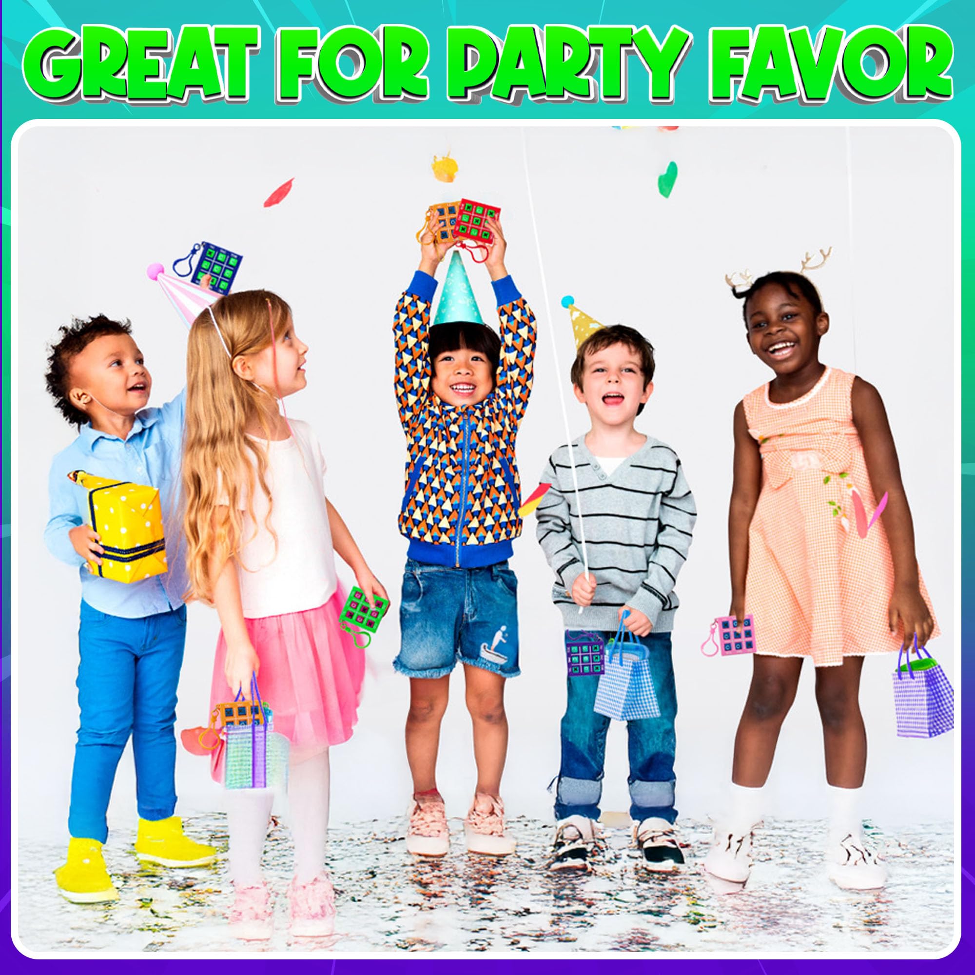 72 Mini Tic Tac Toe Games - Party Favors for Kids 3-5 and Up - 2-Inch Travel Size - Tic-Tac-Toe Keychain Game for Boys & Girls - Goody Bag Stuffers, Classroom Prizes, Christmas, Birthday Gifts