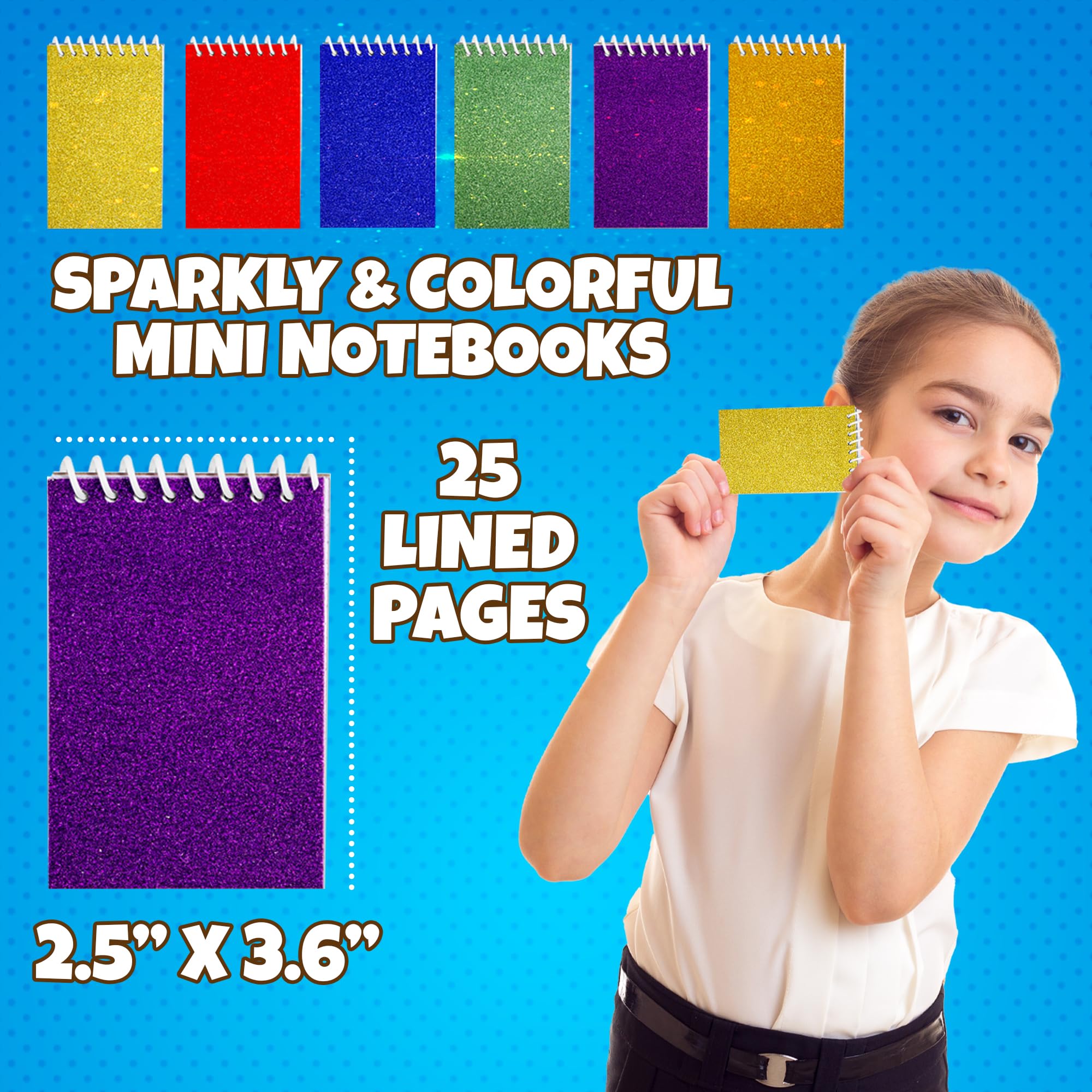 Bedwina Mini Prism Spiral Notepads - (Bulk Pack of 24) Small Pocket Mini Notepads for Kids, 2.5 Inch x 3.6 Inch - Spiral Sketch Memo Note Pads for Party Favor Gifts and Goodie Bags