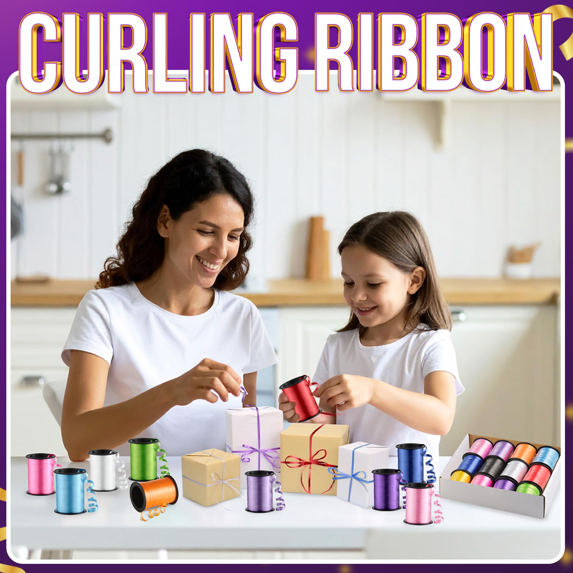 Curling Ribbon for Gift Wrapping (36 Rolls) Balloon Ribbon Assorted Colors