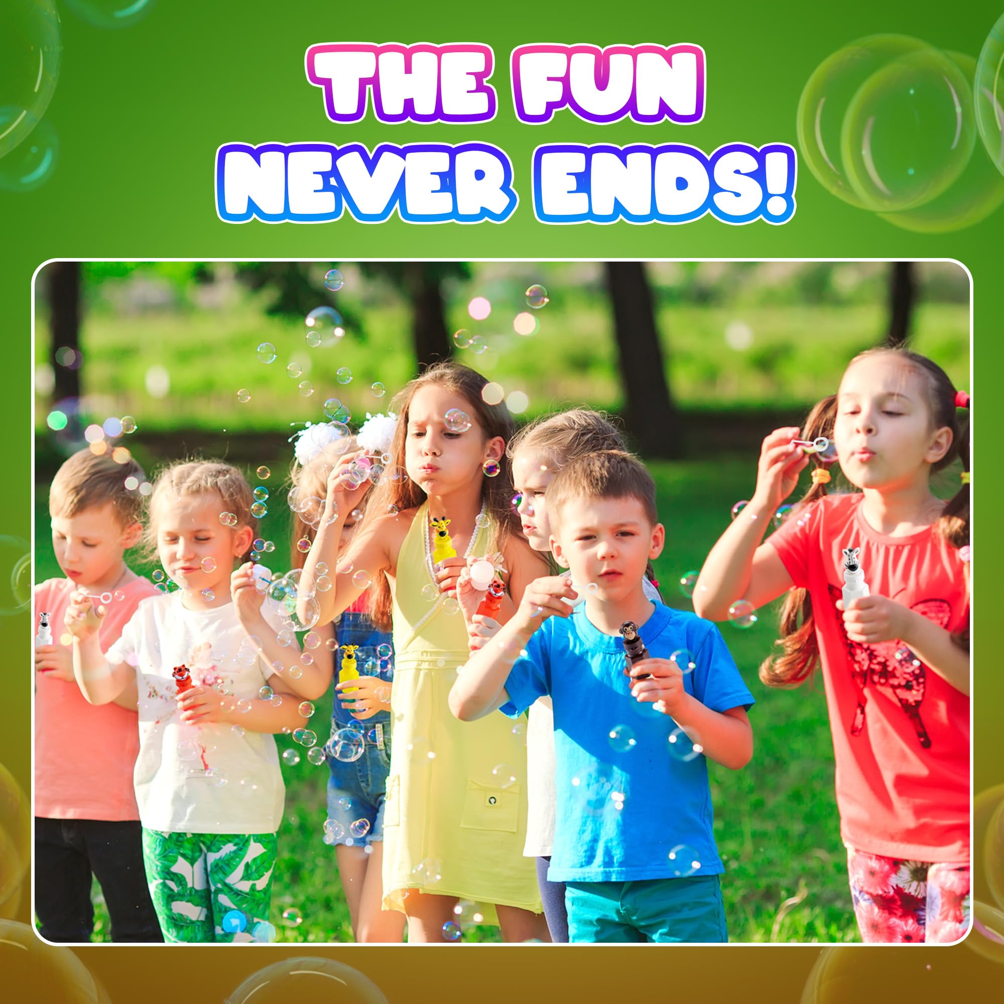 Bulk Safari Animal Bubbles for Kids - (Pack of 24) Mini Safari Bubble Bottles with Wands and Assorted Jungle Zoo Characters, Baby Showers, Themed Birthday Party Favors, Goody Bag Toys for Kids