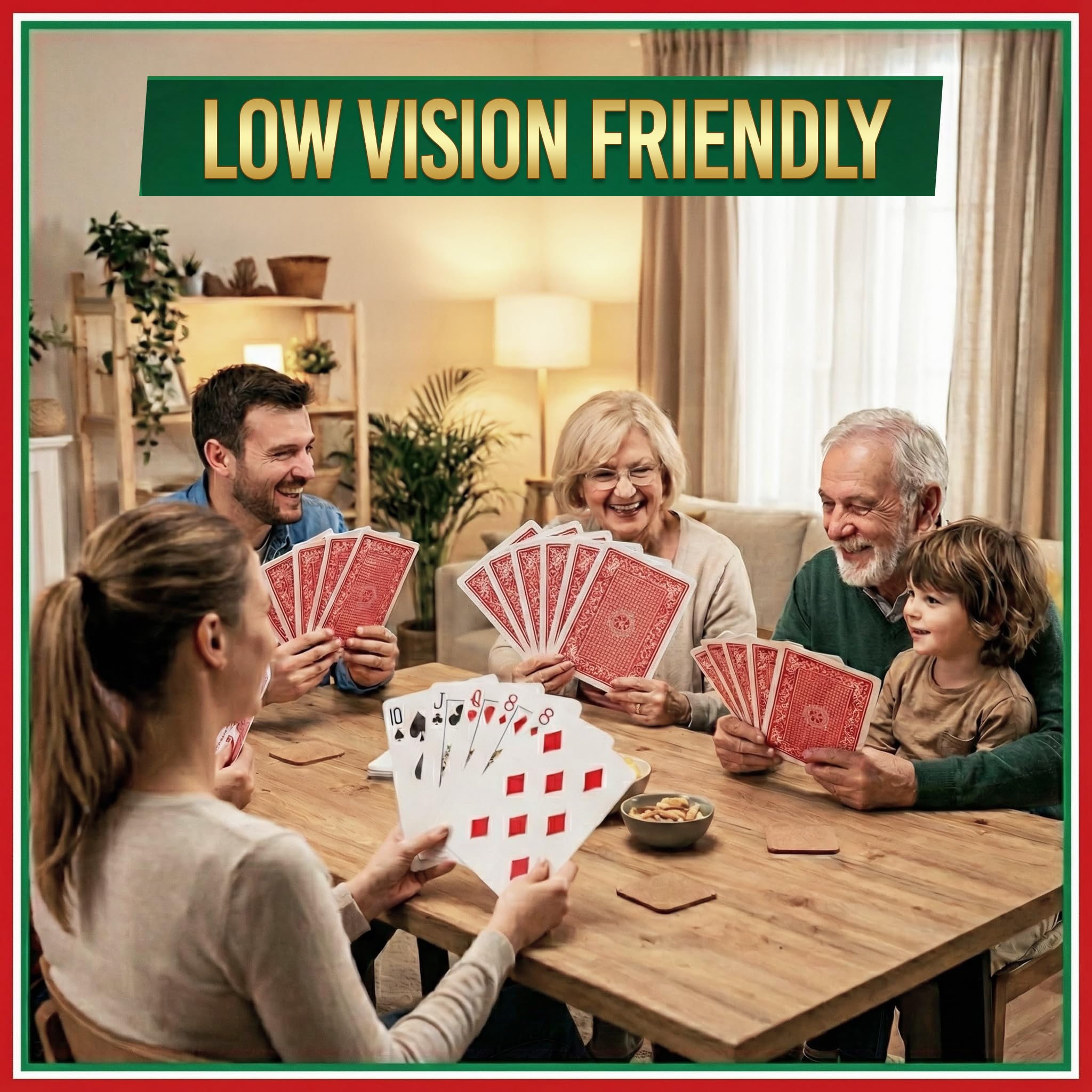 Bedwina Giant Jumbo Playing Cards, Large Print Playing Cards for Seniors, Kids, Adults - Funny Deck of Professional Poker Giant Card Games, Casino Theme Party Decorations - 5X7 Inch, 3 PK