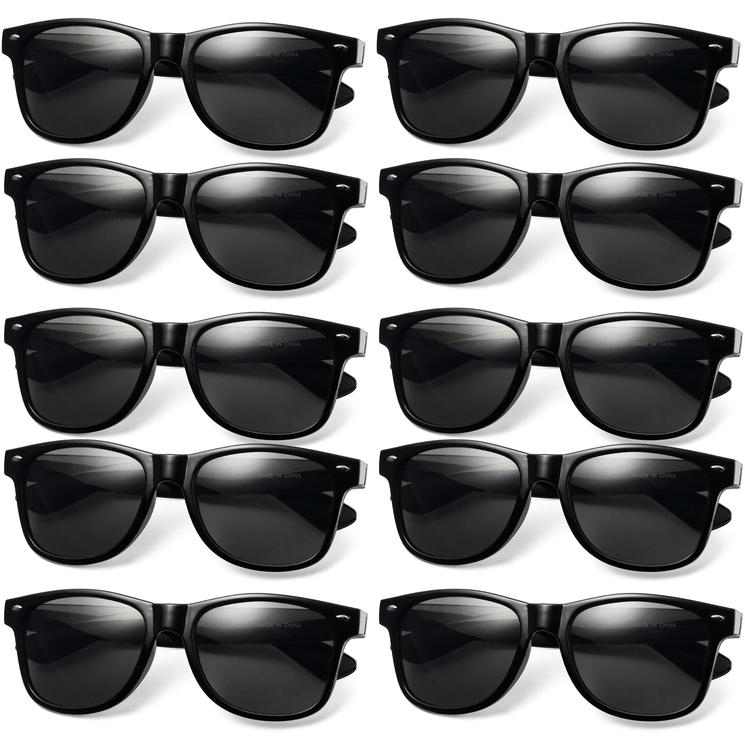 Black Sunglasses Bulk - (Pack of 48) Premium Retro Party Sunglasses for Birthdays, Weddings, Bachelorette, Bachelor, Photo Booth Prop Eyewear Shades - Adult or Kids Unisex Black Party Decorations