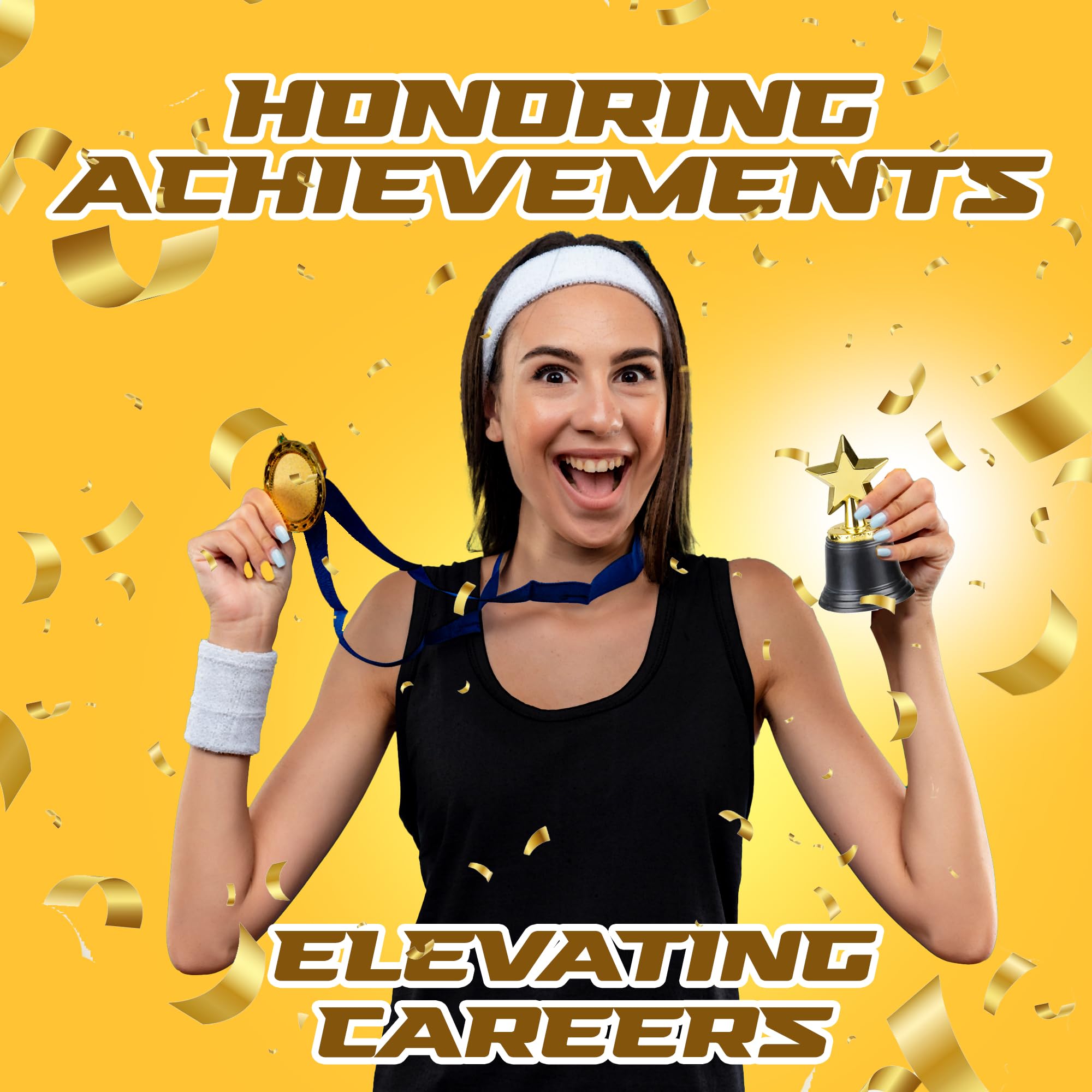 Bedwina Star Trophy Award - Bulk - 4.5 Inch Gold Award Trophies For Kids Awards, Choice Prizes for Adults, Winner Competitions, Sports Events, Party Decorations, Teachers & Party Favors