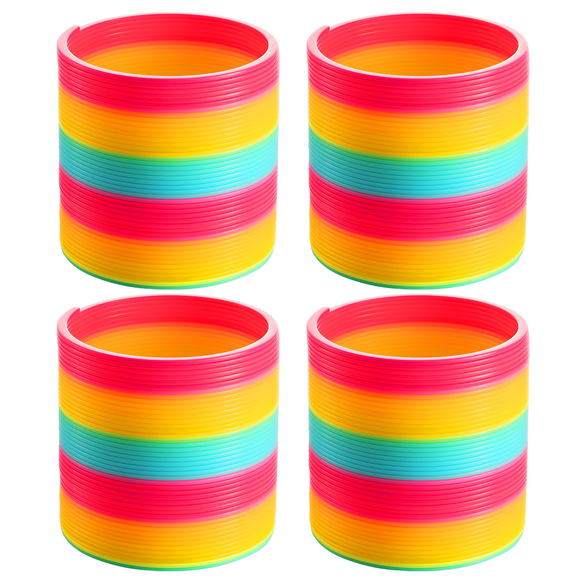 Jumbo Rainbow Spring Coil Toy - (4-Pack) 6" Plastic Giant Spring Coil for Kids, Big Spring Toys for Boys and Girls, Neon Colorful Rainbow Coil Spring for Party Favor, Great for Prizes, Gifts, Birthday